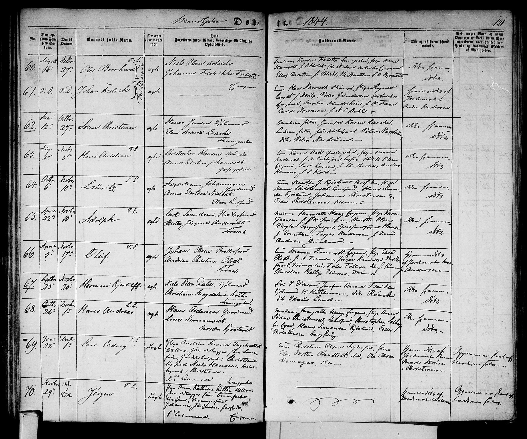 Bragernes kirkebøker, AV/SAKO-A-6/F/Fb/L0001: Parish register (official) no. II 1, 1830-1847, p. 121