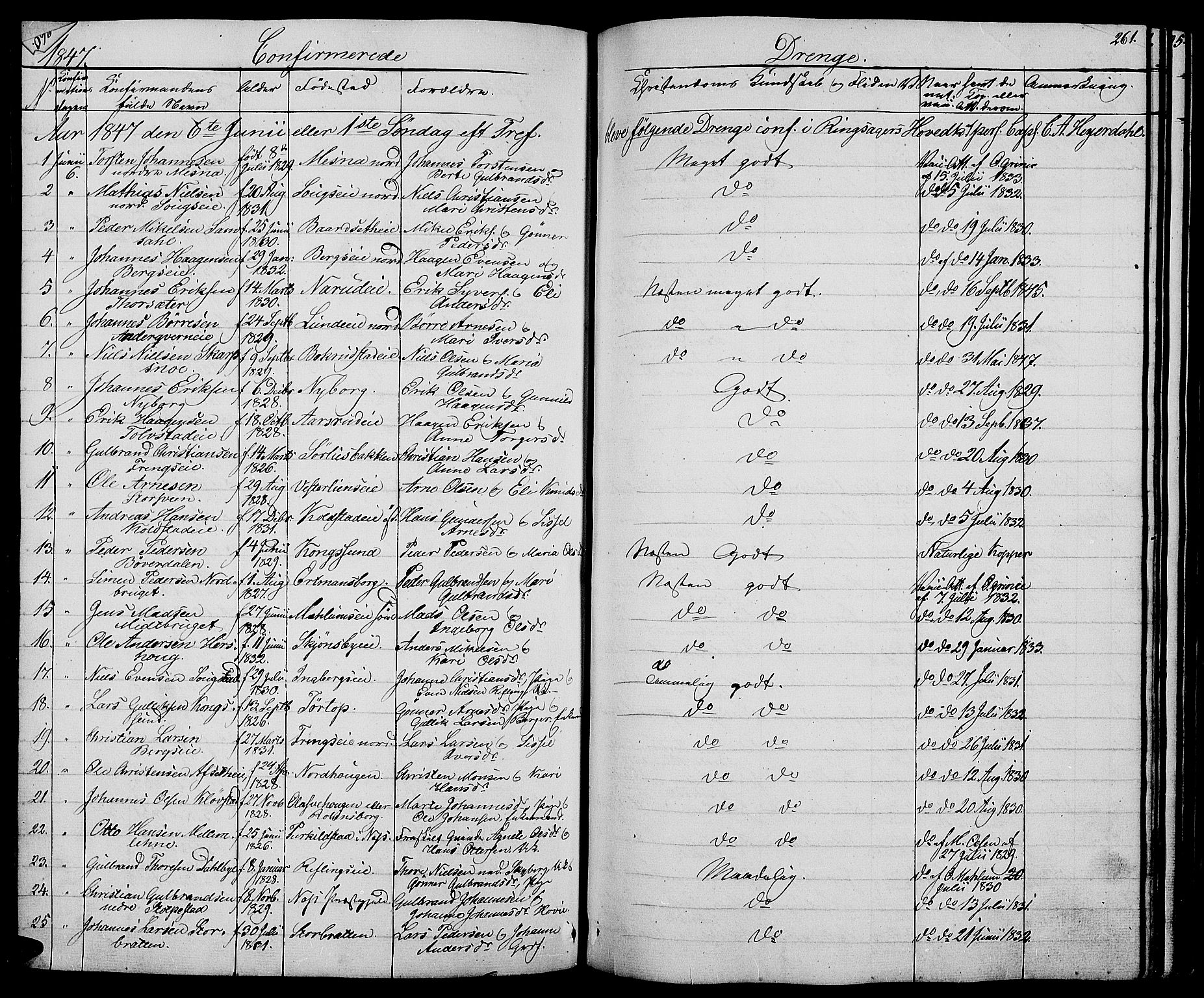 Ringsaker prestekontor, AV/SAH-PREST-014/L/La/L0005: Parish register (copy) no. 5, 1839-1850, p. 261