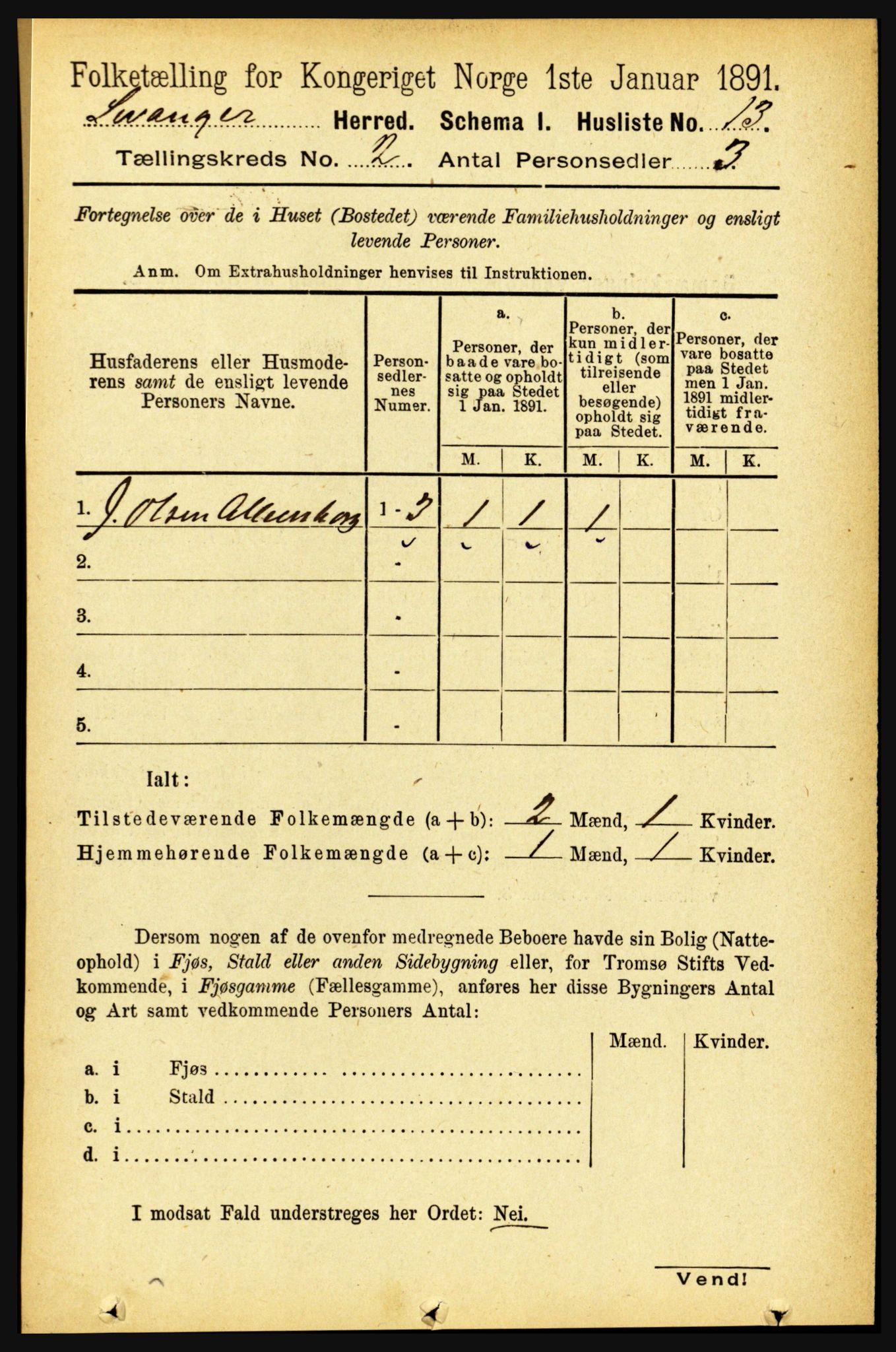 RA, 1891 census for 1720 Levanger, 1891, p. 754