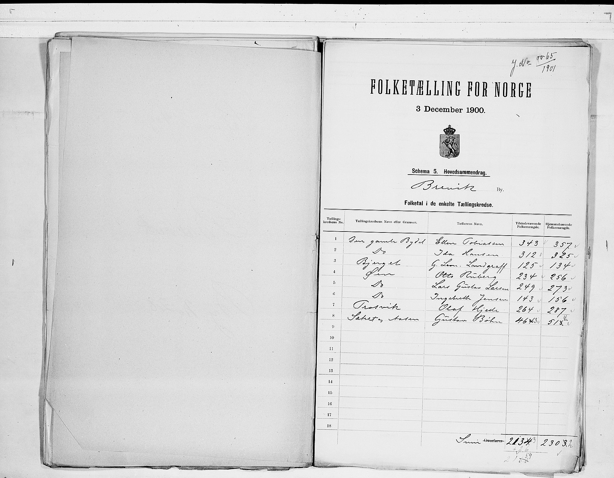 SAKO, 1900 census for Brevik, 1900, p. 2