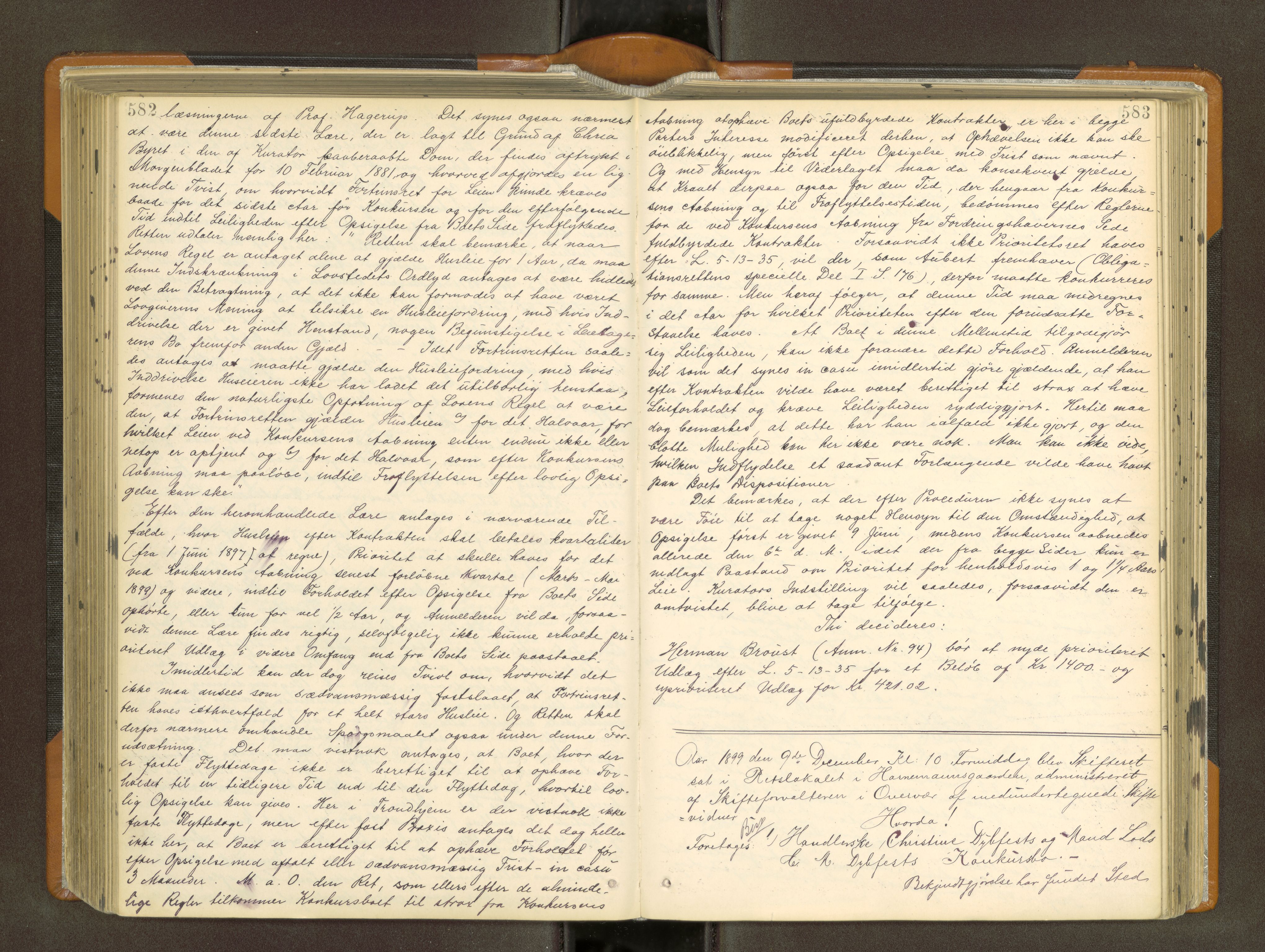 Trondheim byfogd, AV/SAT-A-0003/1/3/3B/L0012: Skiftebehandlingsprotokoll (u/ register) U, 1894-1902, p. 582-583