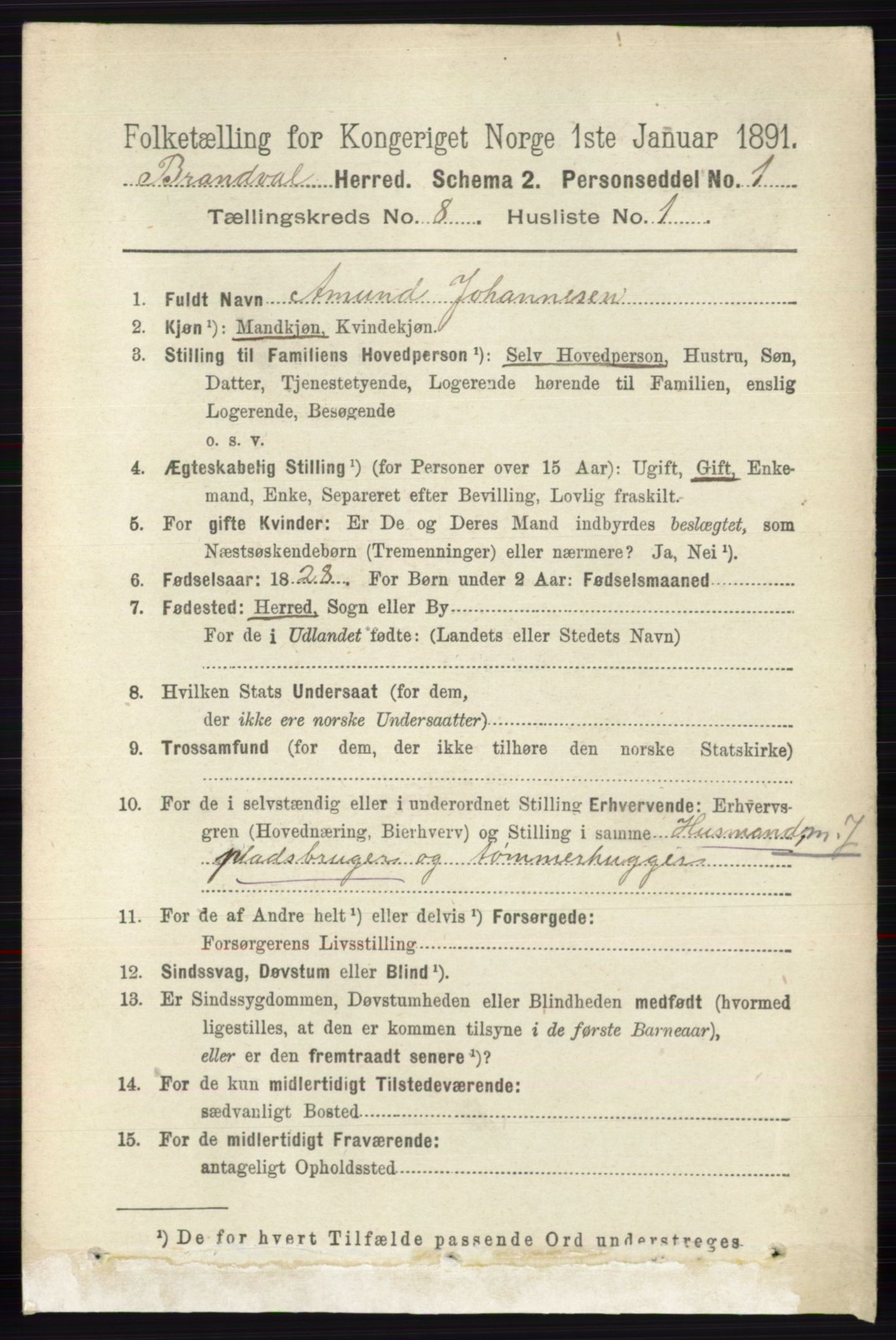 RA, 1891 census for 0422 Brandval, 1891, p. 3835