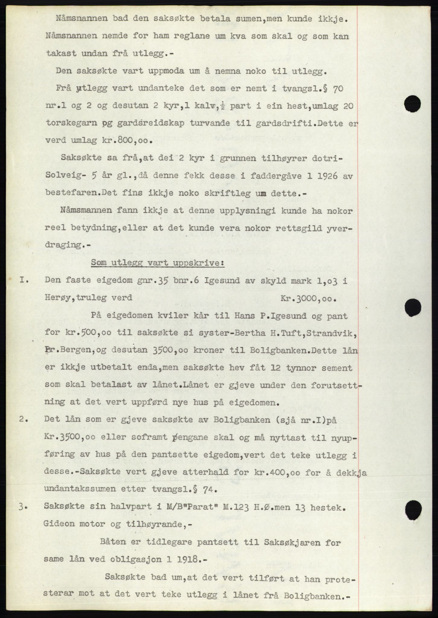 Søre Sunnmøre sorenskriveri, AV/SAT-A-4122/1/2/2C/L0052: Mortgage book no. 46, 1931-1931, Deed date: 11.07.1931