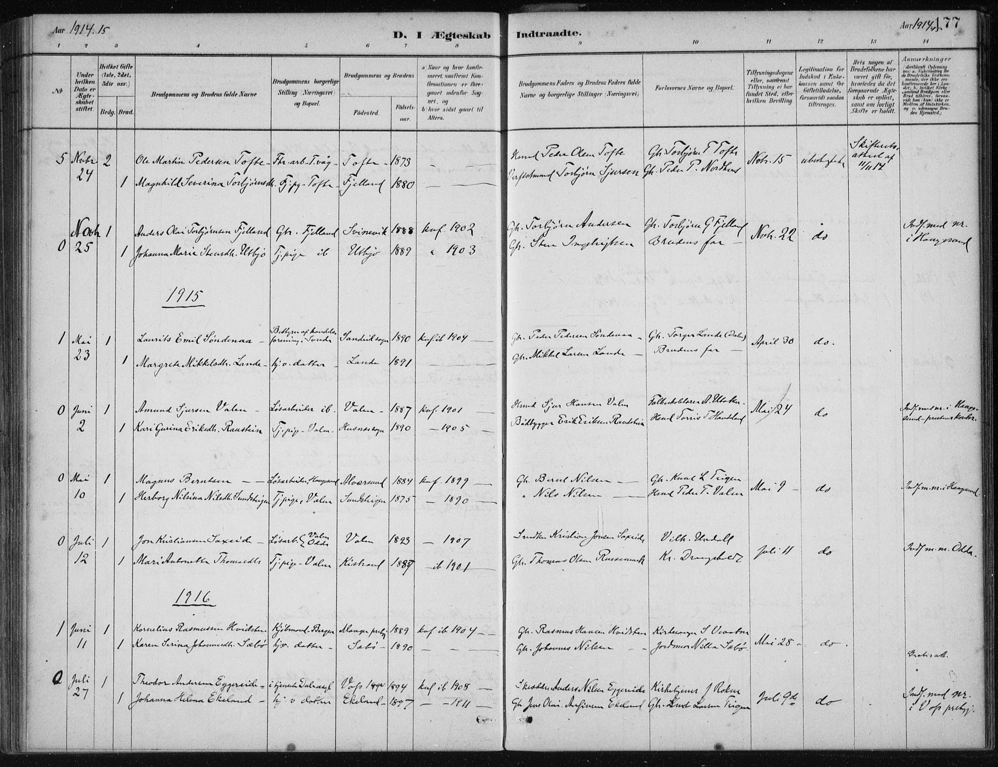 Fjelberg sokneprestembete, SAB/A-75201/H/Haa: Parish register (official) no. C  1, 1879-1918, p. 177