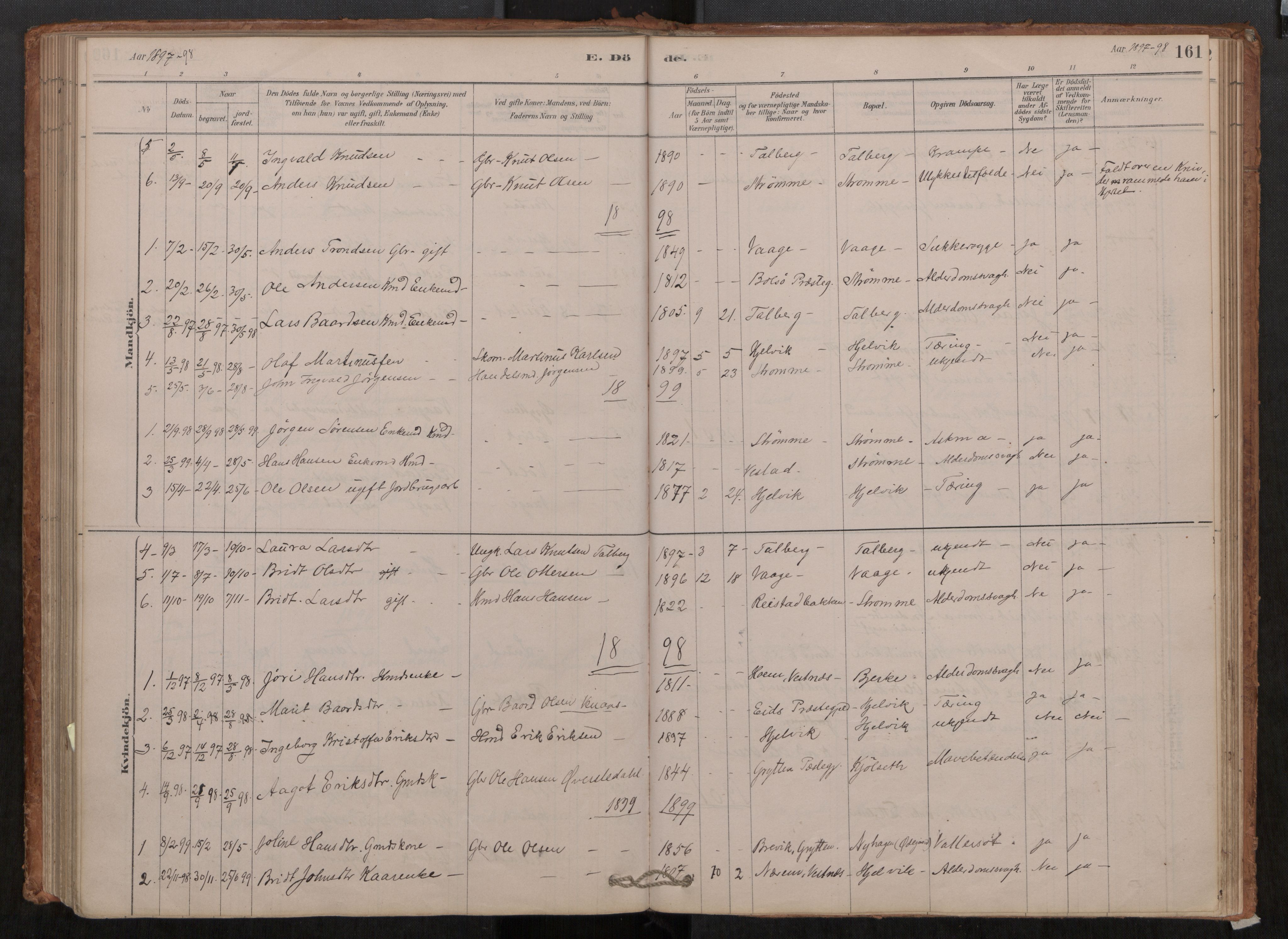 Ministerialprotokoller, klokkerbøker og fødselsregistre - Møre og Romsdal, SAT/A-1454/550/L0621: Parish register (official) no. 550A01, 1878-1915, p. 161