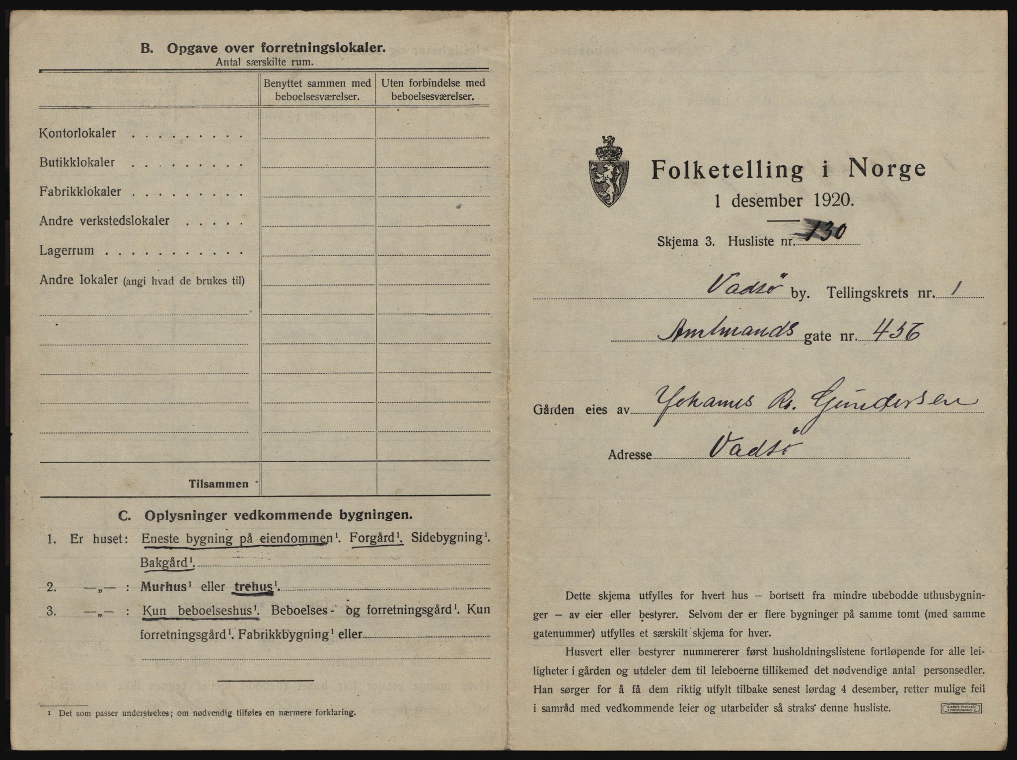 SATØ, 1920 census for Vadsø, 1920, p. 278