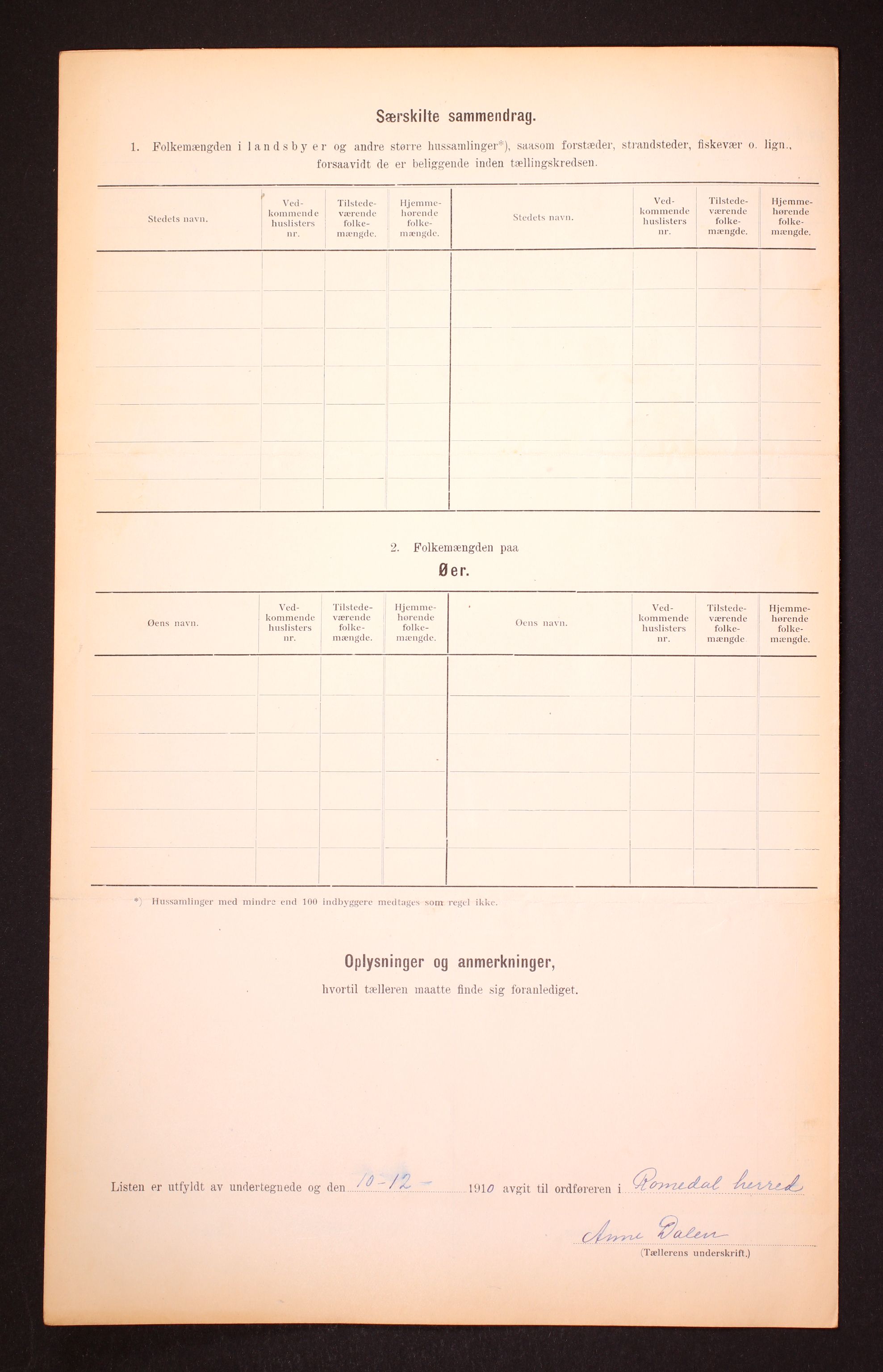 RA, 1910 census for Romedal, 1910, p. 44