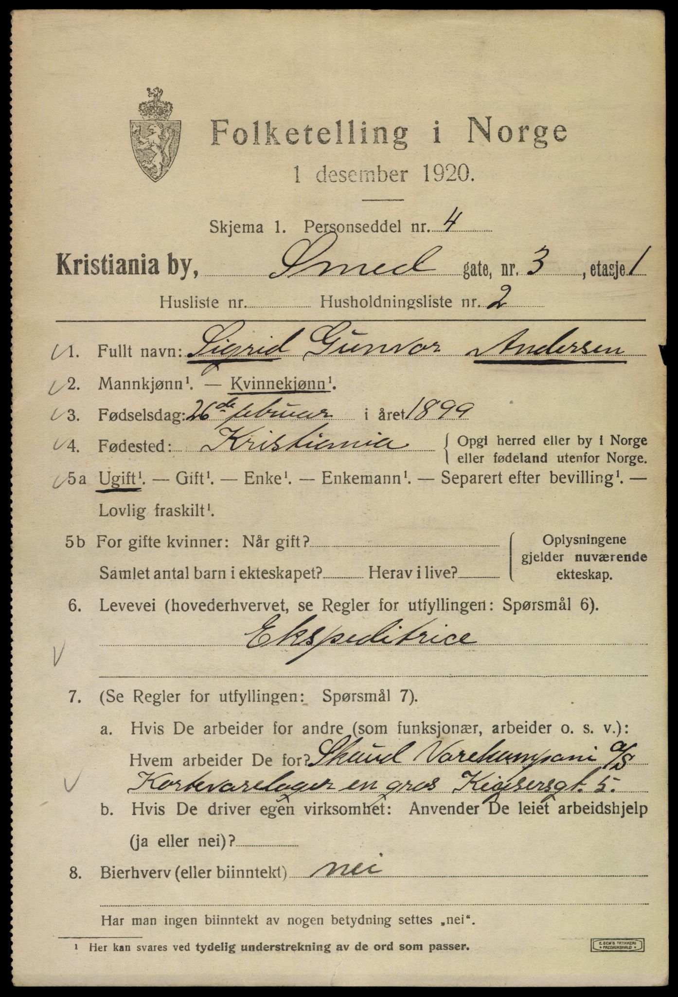 SAO, 1920 census for Kristiania, 1920, p. 519193