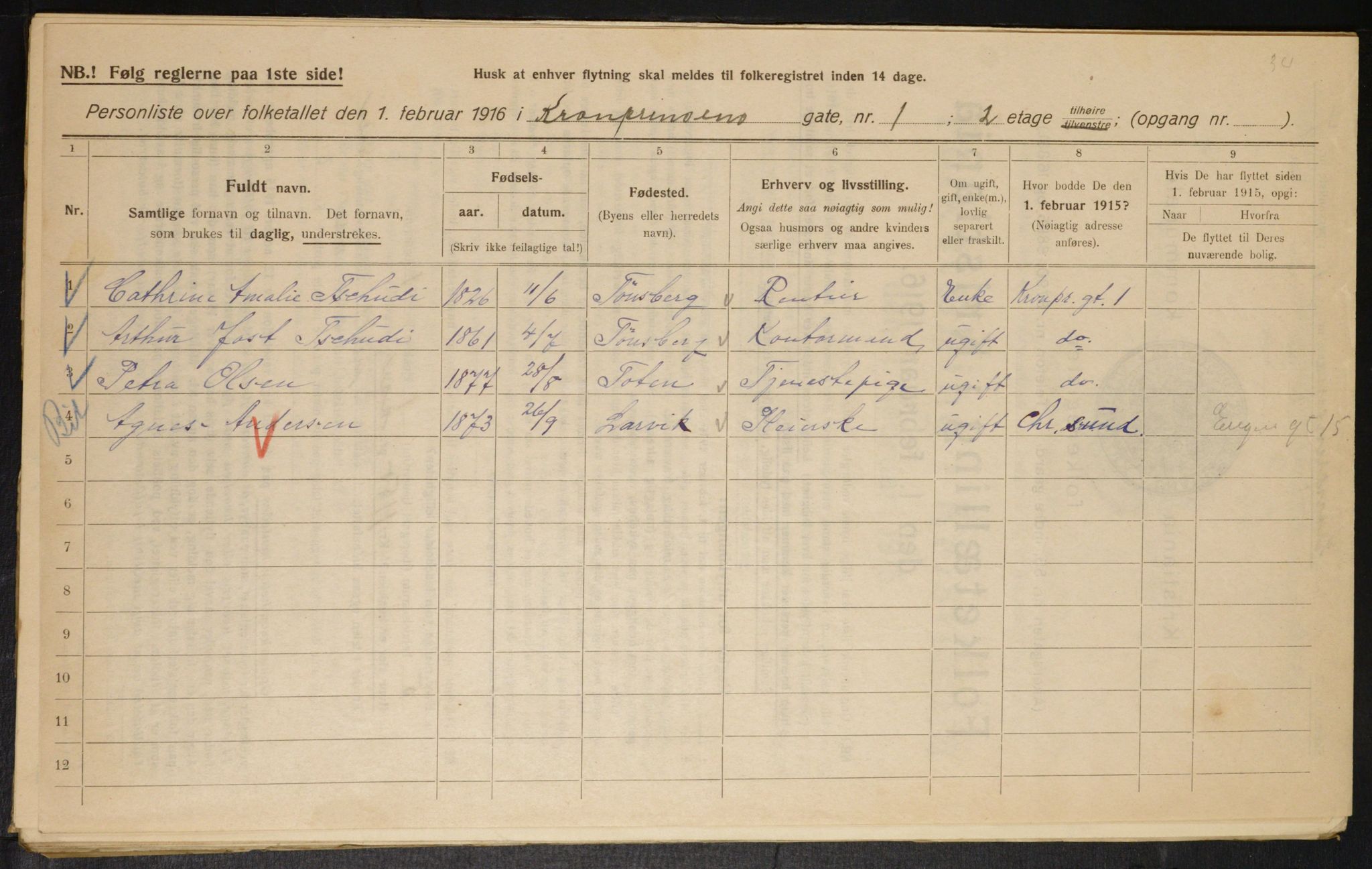 OBA, Municipal Census 1916 for Kristiania, 1916, p. 55676