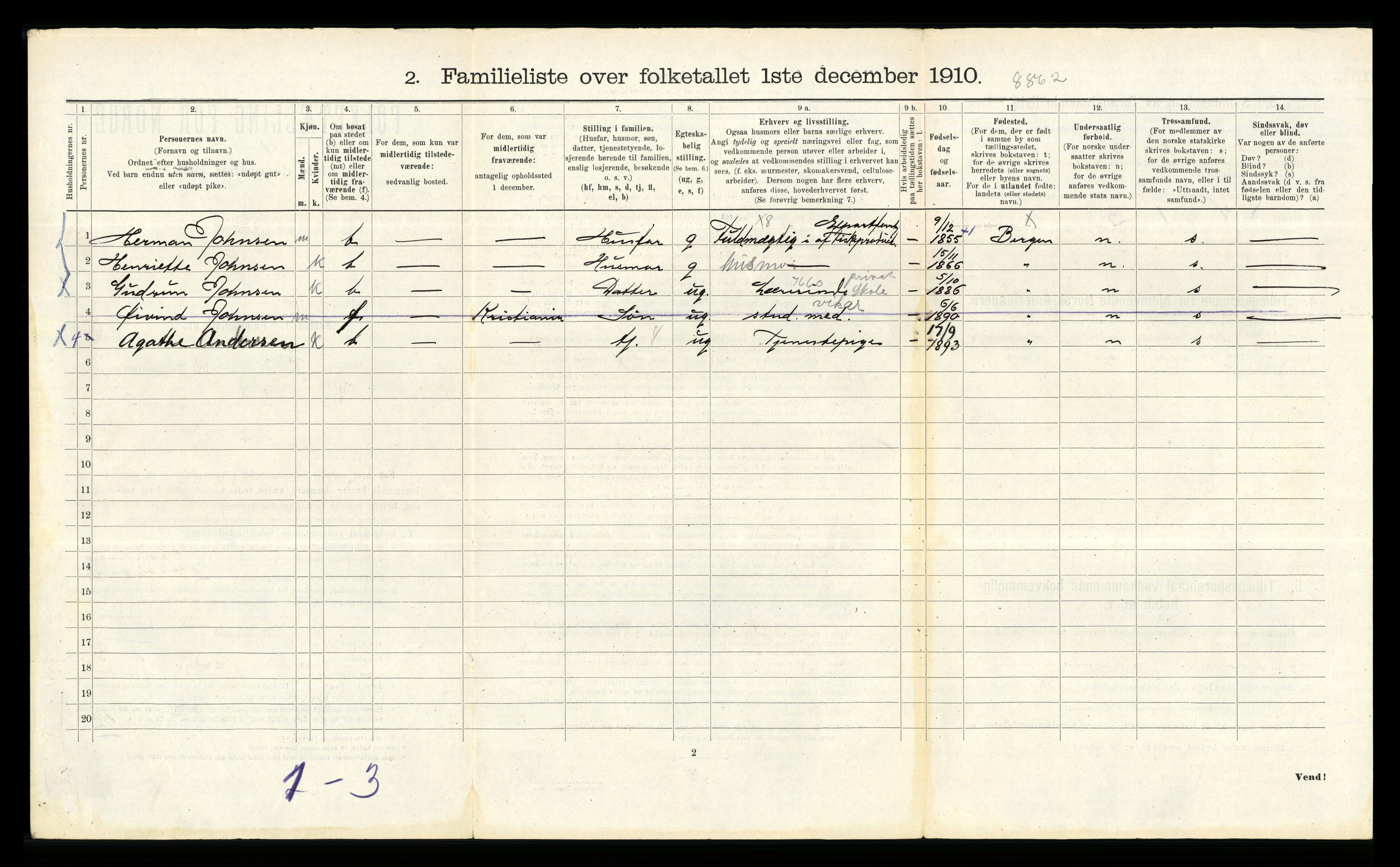 RA, 1910 census for Bergen, 1910, p. 23304