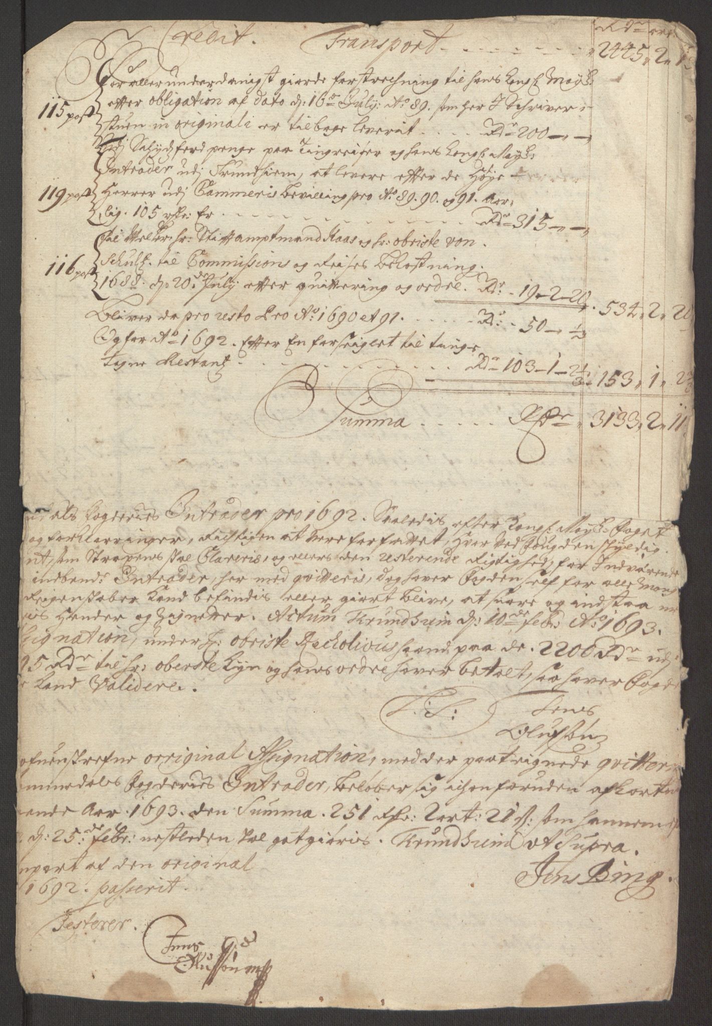 Rentekammeret inntil 1814, Reviderte regnskaper, Fogderegnskap, AV/RA-EA-4092/R64/L4424: Fogderegnskap Namdal, 1692-1695, p. 222