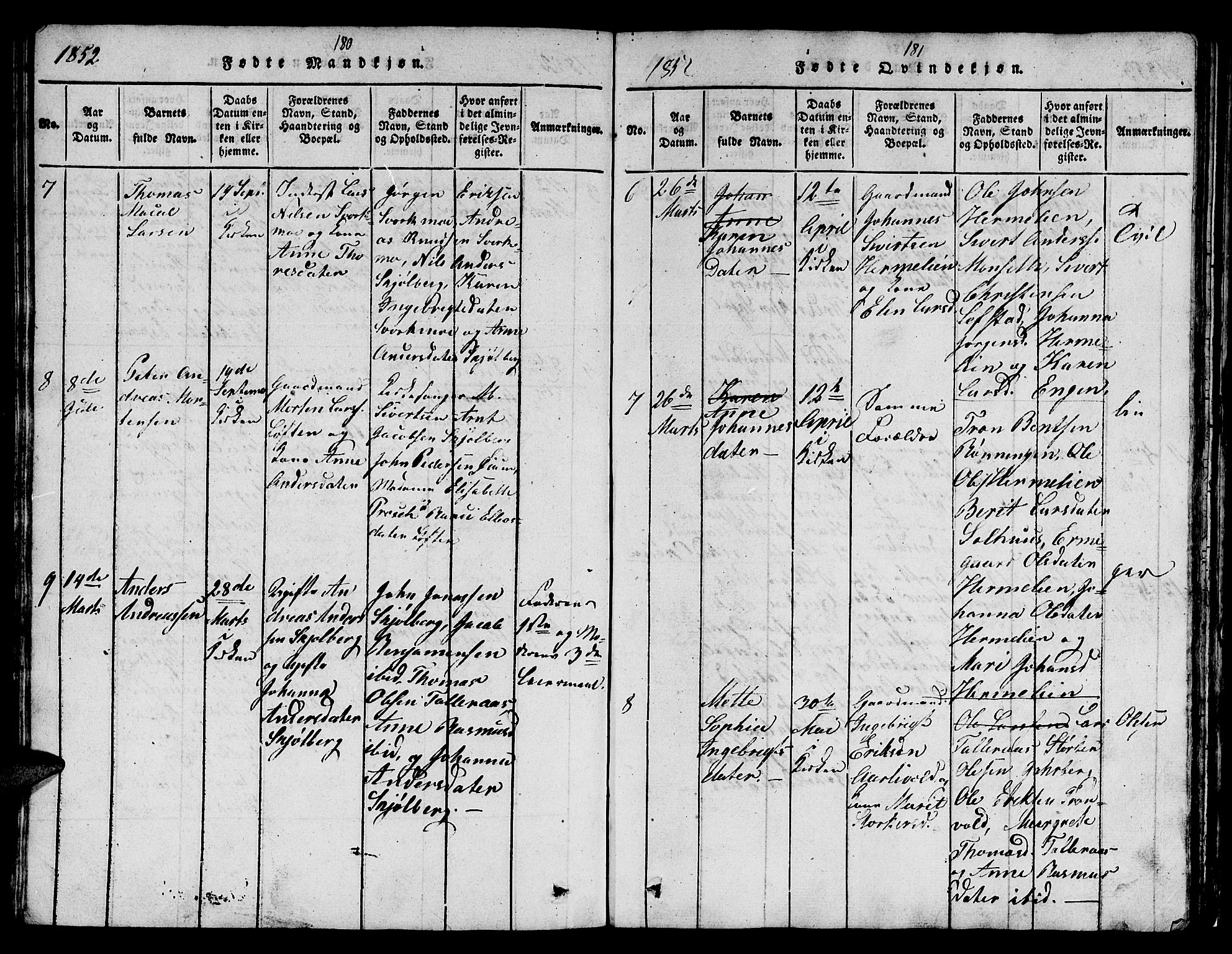 Ministerialprotokoller, klokkerbøker og fødselsregistre - Sør-Trøndelag, SAT/A-1456/671/L0842: Parish register (copy) no. 671C01, 1816-1867, p. 180-181