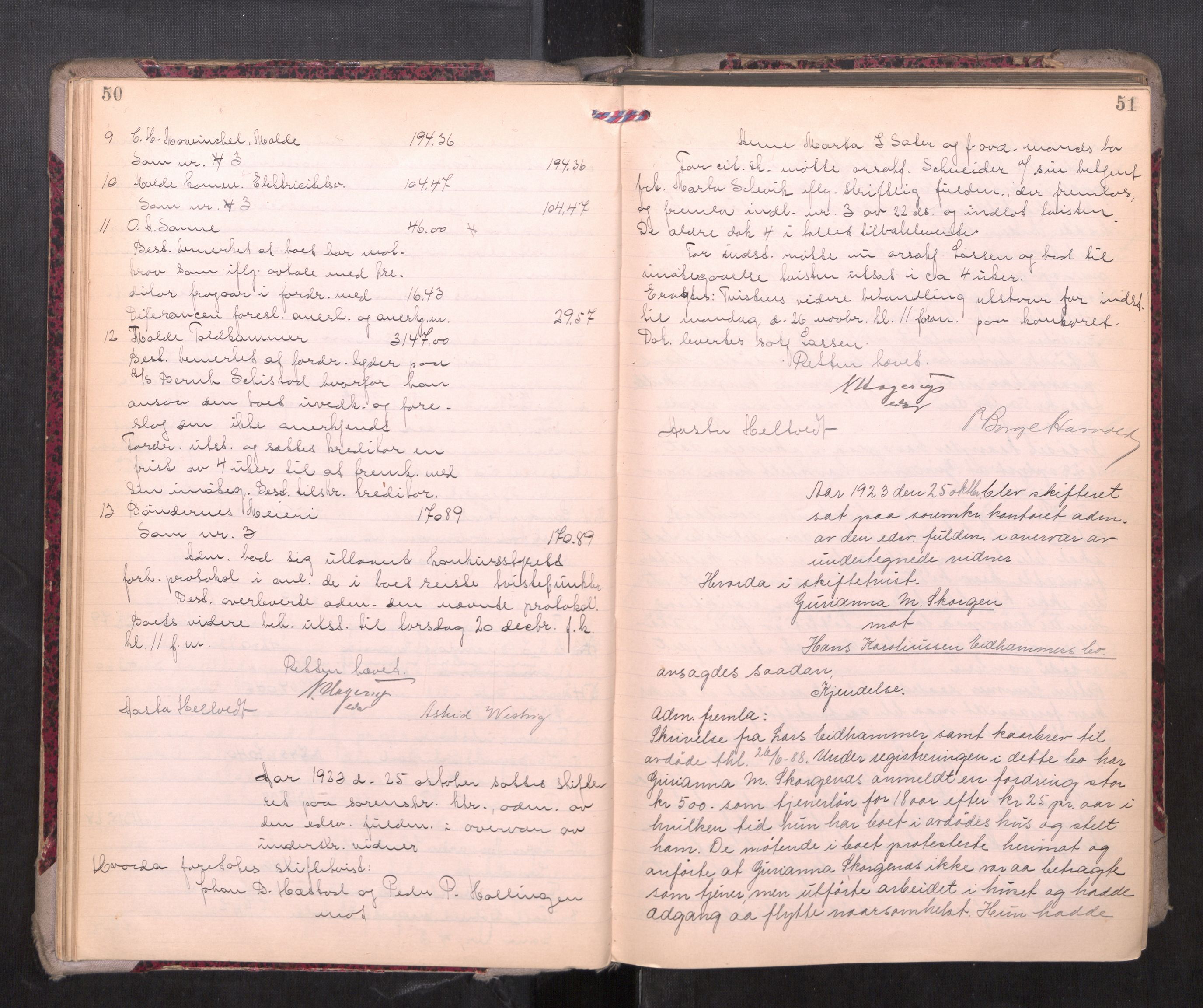Romsdal sorenskriveri, AV/SAT-A-4149/1/3/3B/L0010: Skiftebehandlingsprotokoll, 1923-1925, p. 50-51
