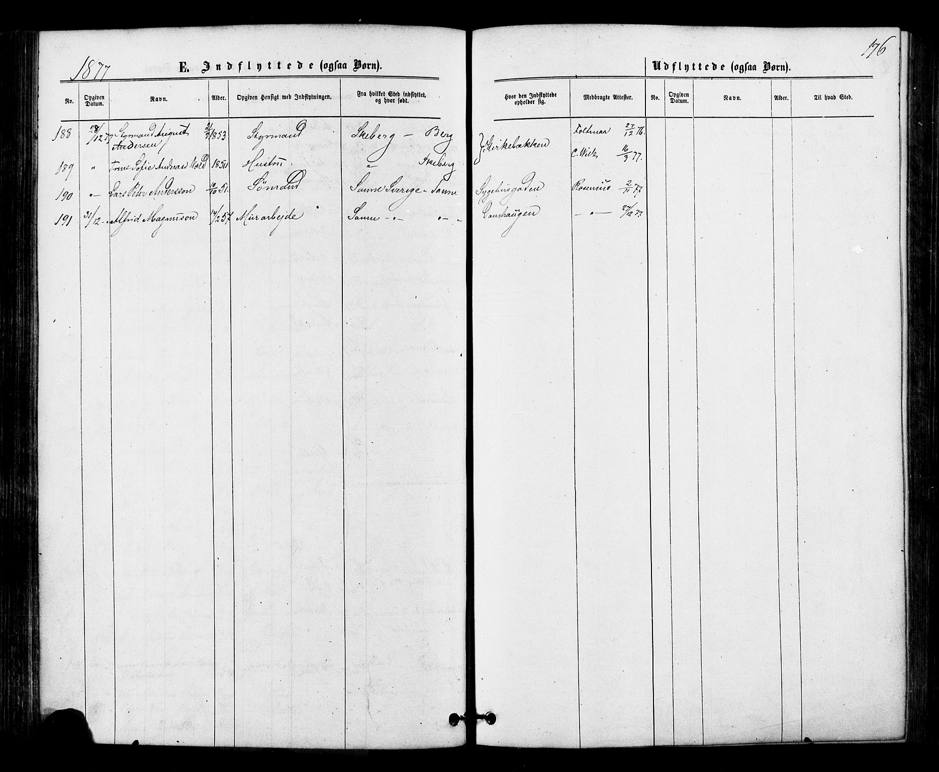 Halden prestekontor Kirkebøker, AV/SAO-A-10909/F/Fa/L0010: Parish register (official) no. I 10, 1866-1877, p. 176