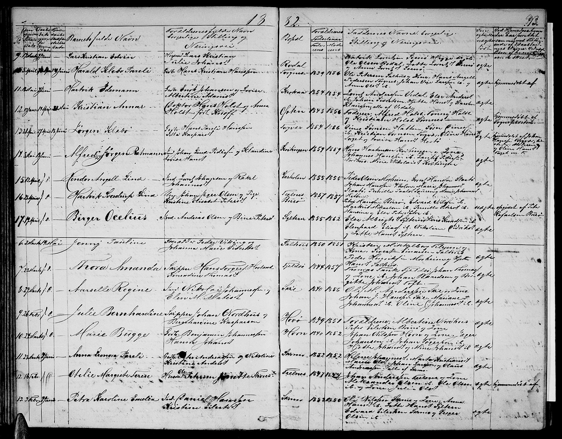 Ministerialprotokoller, klokkerbøker og fødselsregistre - Nordland, AV/SAT-A-1459/813/L0212: Parish register (copy) no. 813C04, 1864-1886, p. 93