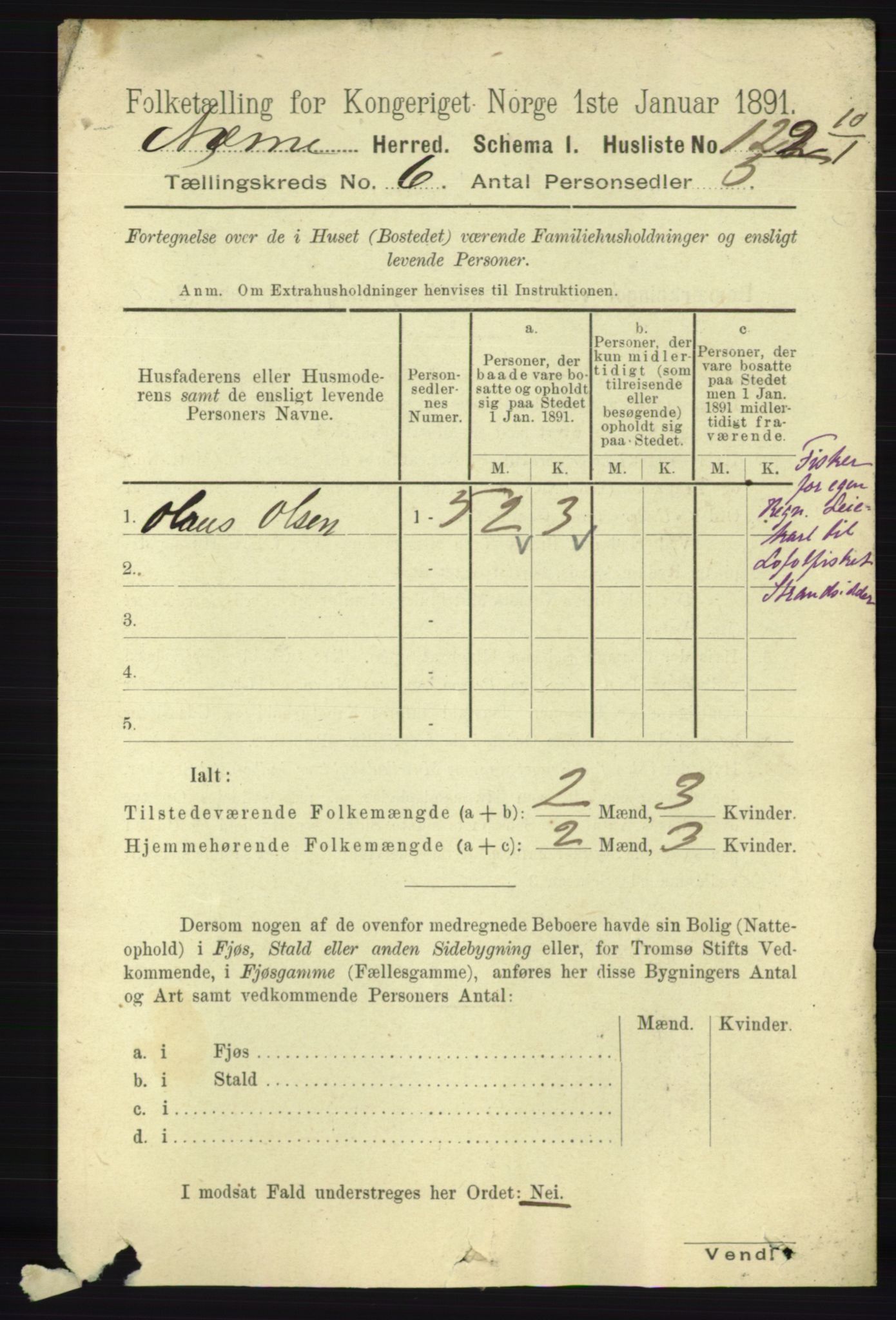 RA, 1891 census for 1828 Nesna, 1891, p. 3340