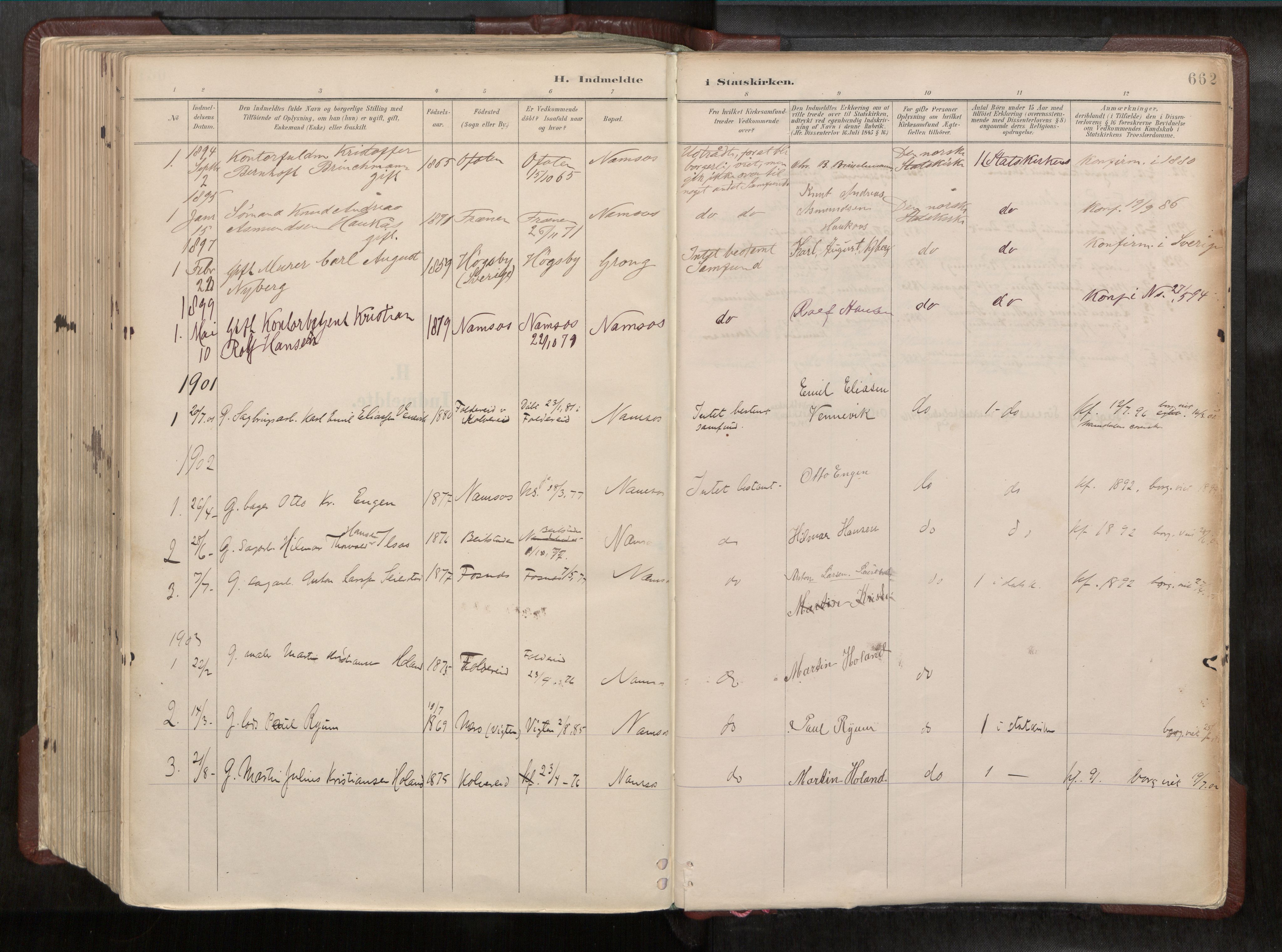 Ministerialprotokoller, klokkerbøker og fødselsregistre - Nord-Trøndelag, AV/SAT-A-1458/768/L0579a: Parish register (official) no. 768A14, 1887-1931, p. 662