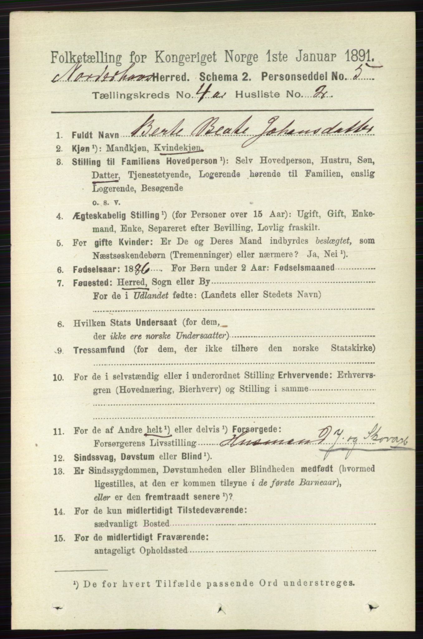 RA, 1891 census for 0613 Norderhov, 1891, p. 1727