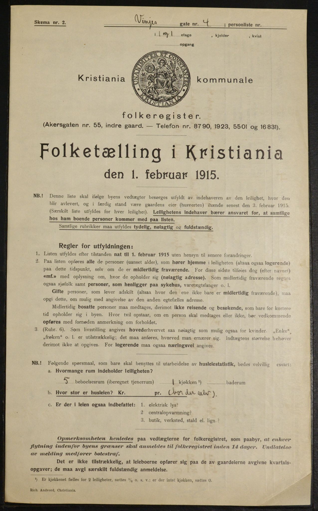 OBA, Municipal Census 1915 for Kristiania, 1915, p. 124291