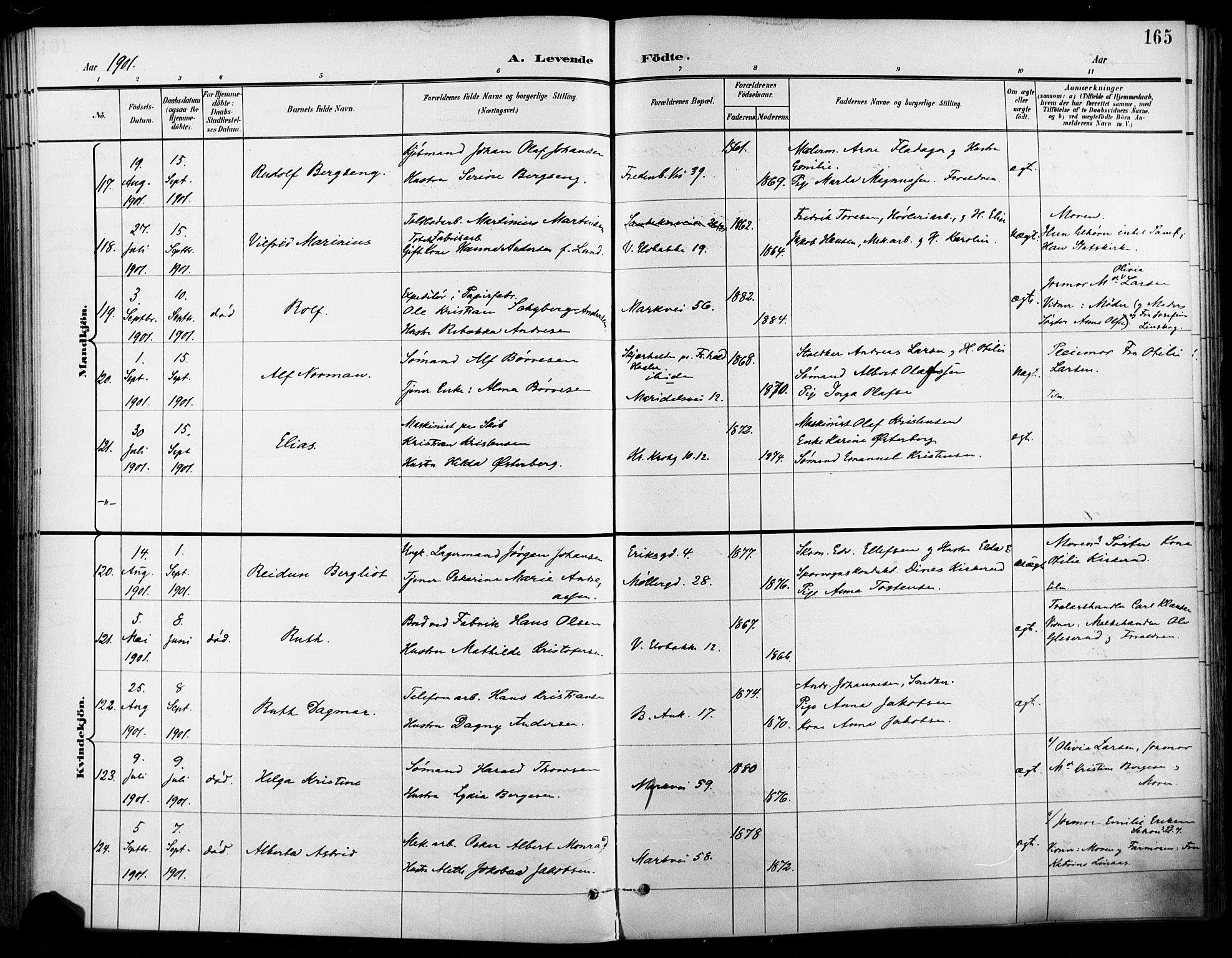 Jakob prestekontor Kirkebøker, SAO/A-10850/F/Fa/L0005: Parish register (official) no. 5, 1896-1903, p. 165