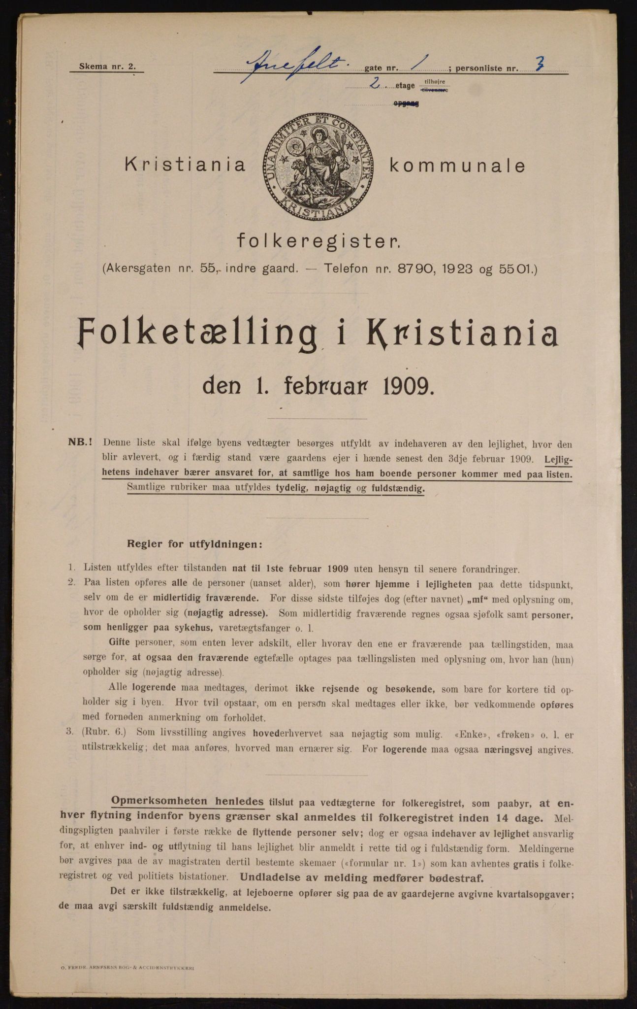 OBA, Municipal Census 1909 for Kristiania, 1909, p. 1038