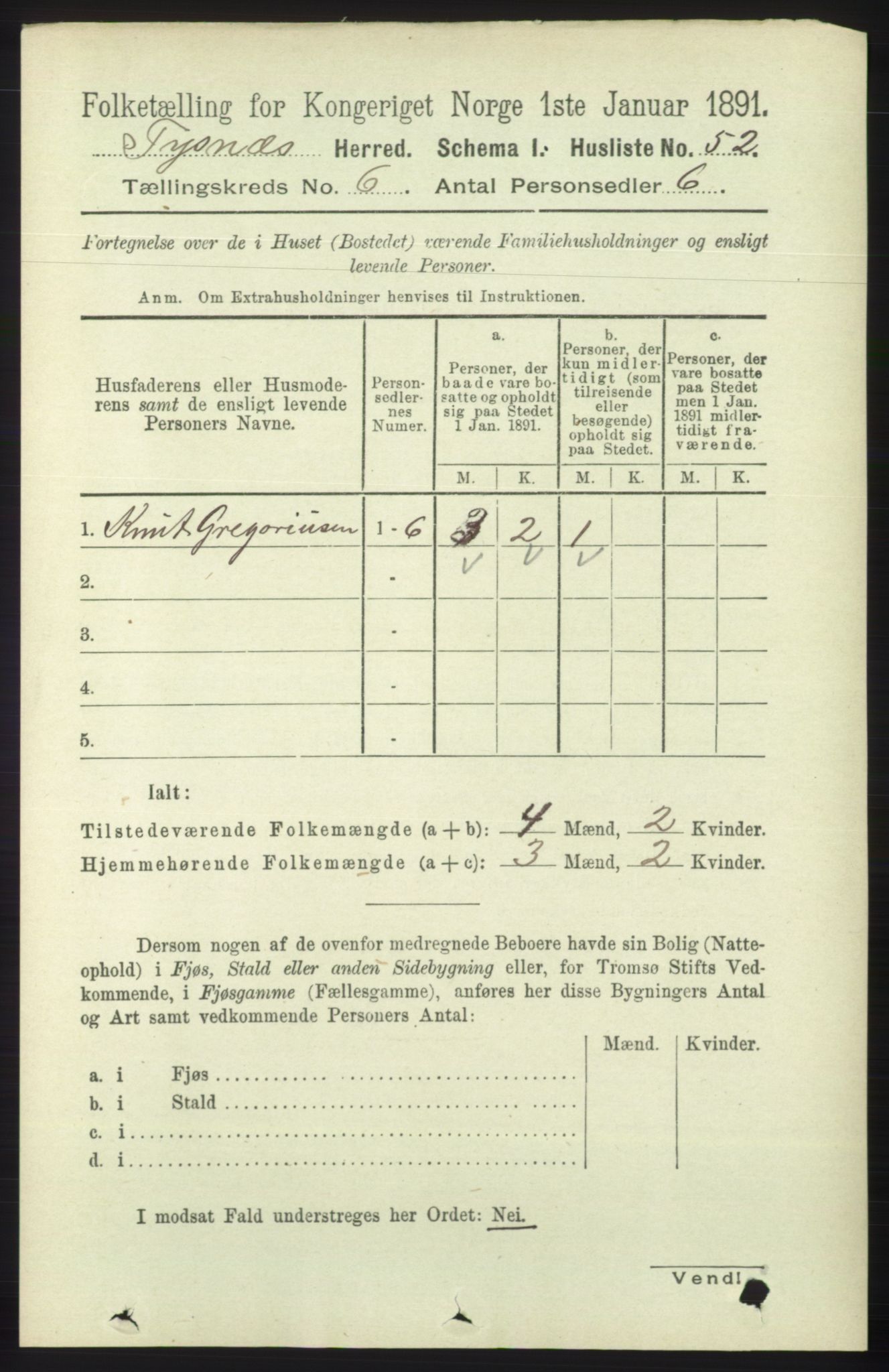 RA, 1891 census for 1223 Tysnes, 1891, p. 2351