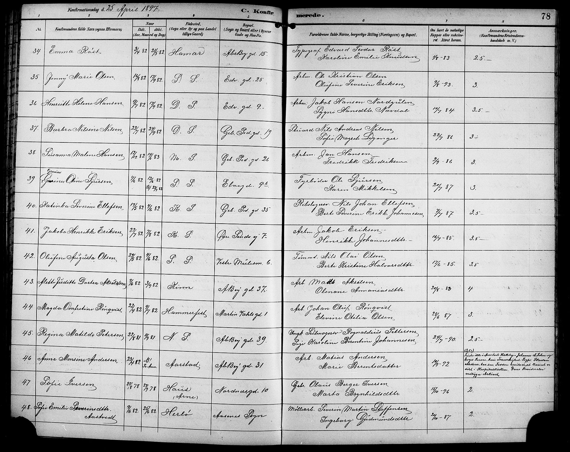 Sandviken Sokneprestembete, AV/SAB-A-77601/H/Hb/L0003: Parish register (copy) no. A 4, 1892-1901, p. 78