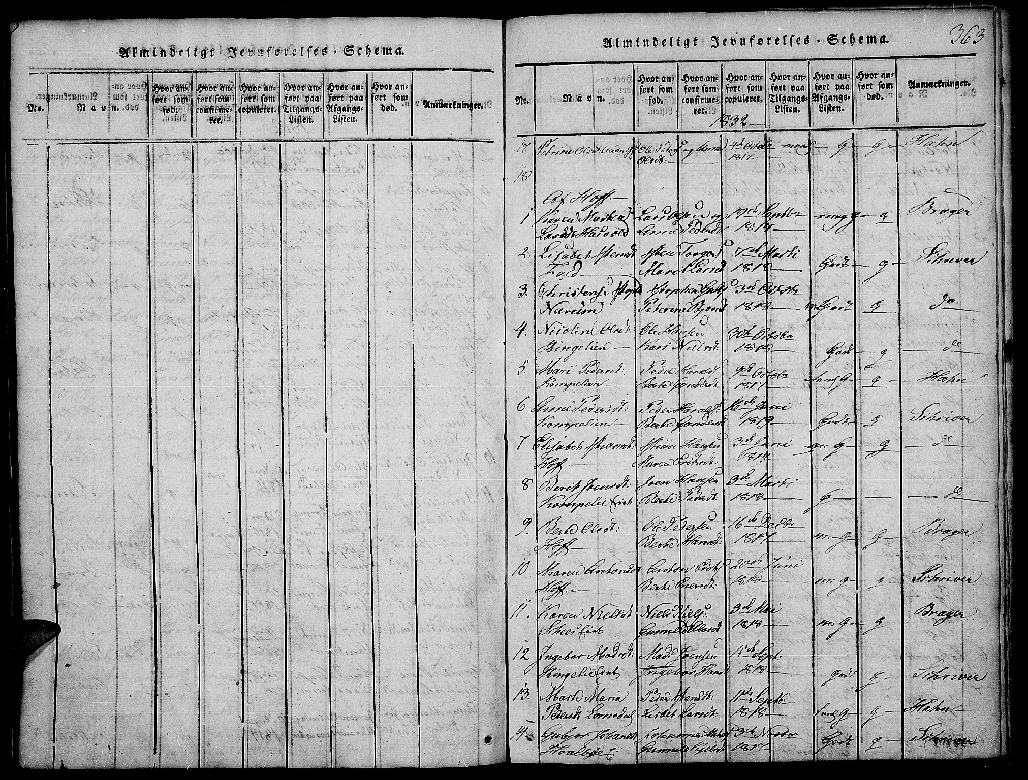 Land prestekontor, AV/SAH-PREST-120/H/Ha/Hab/L0001: Parish register (copy) no. 1, 1814-1833, p. 363