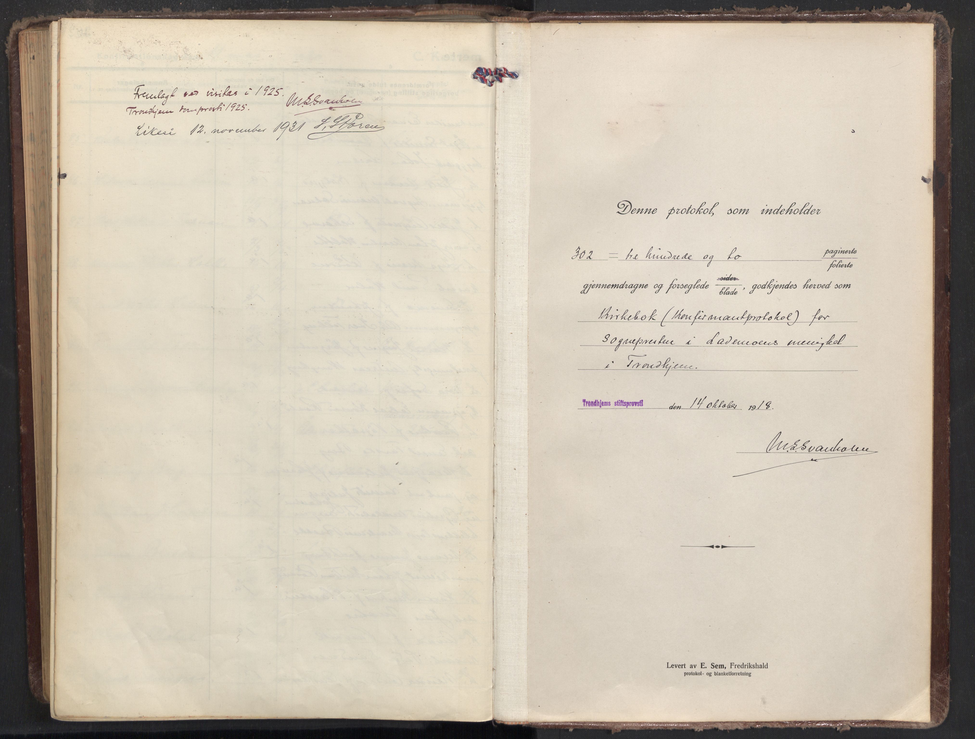 Ministerialprotokoller, klokkerbøker og fødselsregistre - Sør-Trøndelag, SAT/A-1456/605/L0247: Parish register (official) no. 605A09, 1918-1930