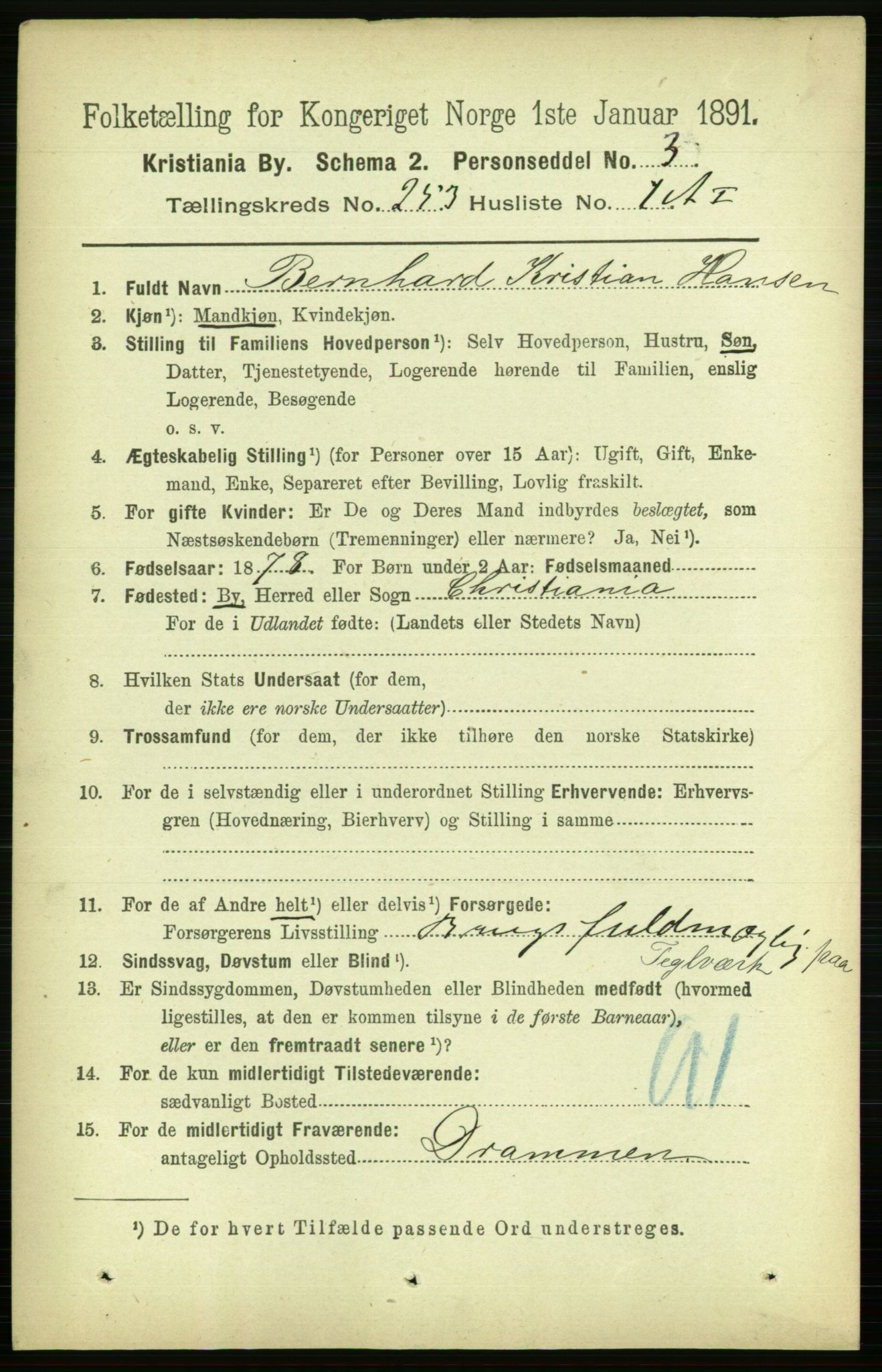 RA, 1891 census for 0301 Kristiania, 1891, p. 153712