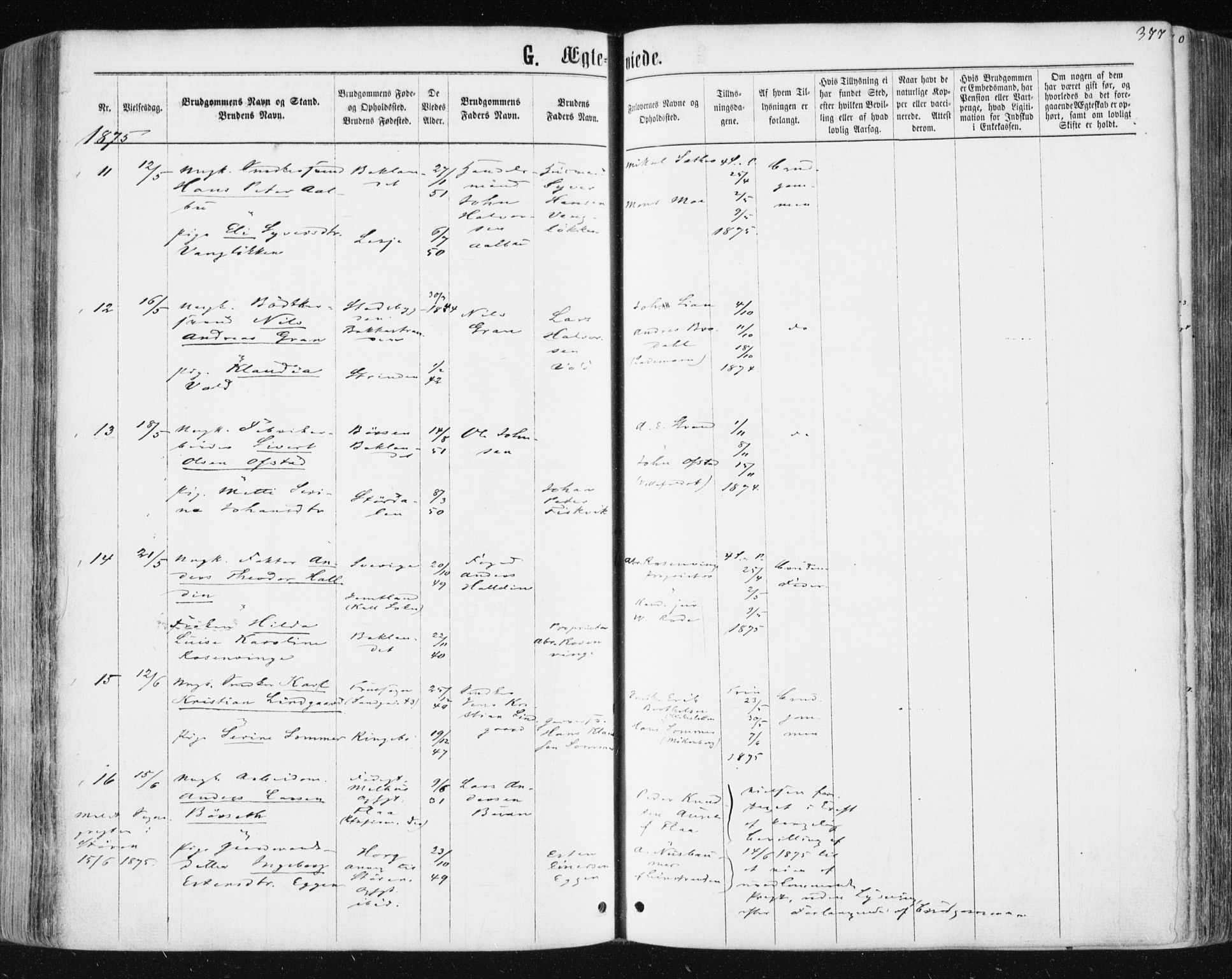 Ministerialprotokoller, klokkerbøker og fødselsregistre - Sør-Trøndelag, SAT/A-1456/604/L0186: Parish register (official) no. 604A07, 1866-1877, p. 377
