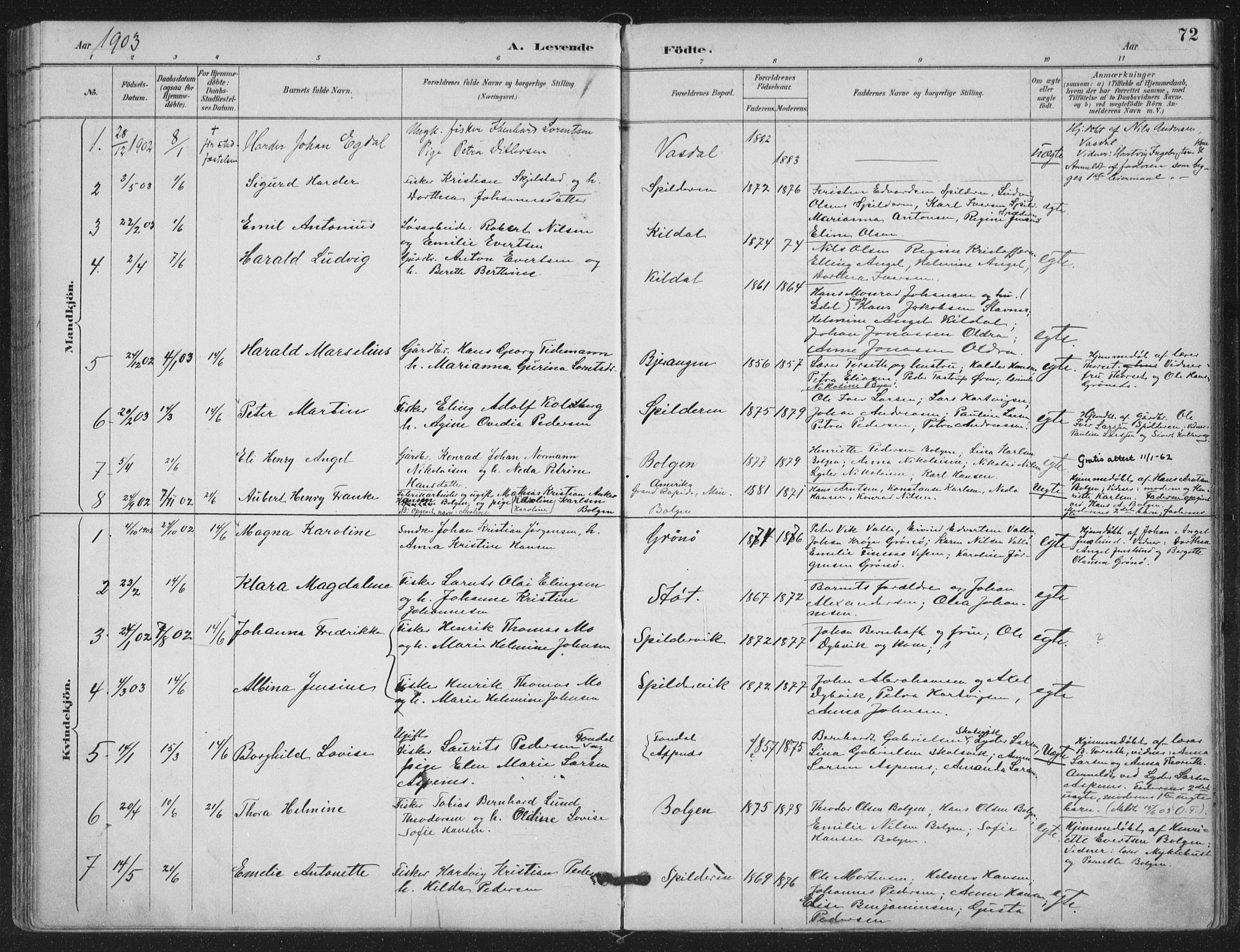 Ministerialprotokoller, klokkerbøker og fødselsregistre - Nordland, SAT/A-1459/843/L0628: Parish register (official) no. 843A03, 1889-1907, p. 72