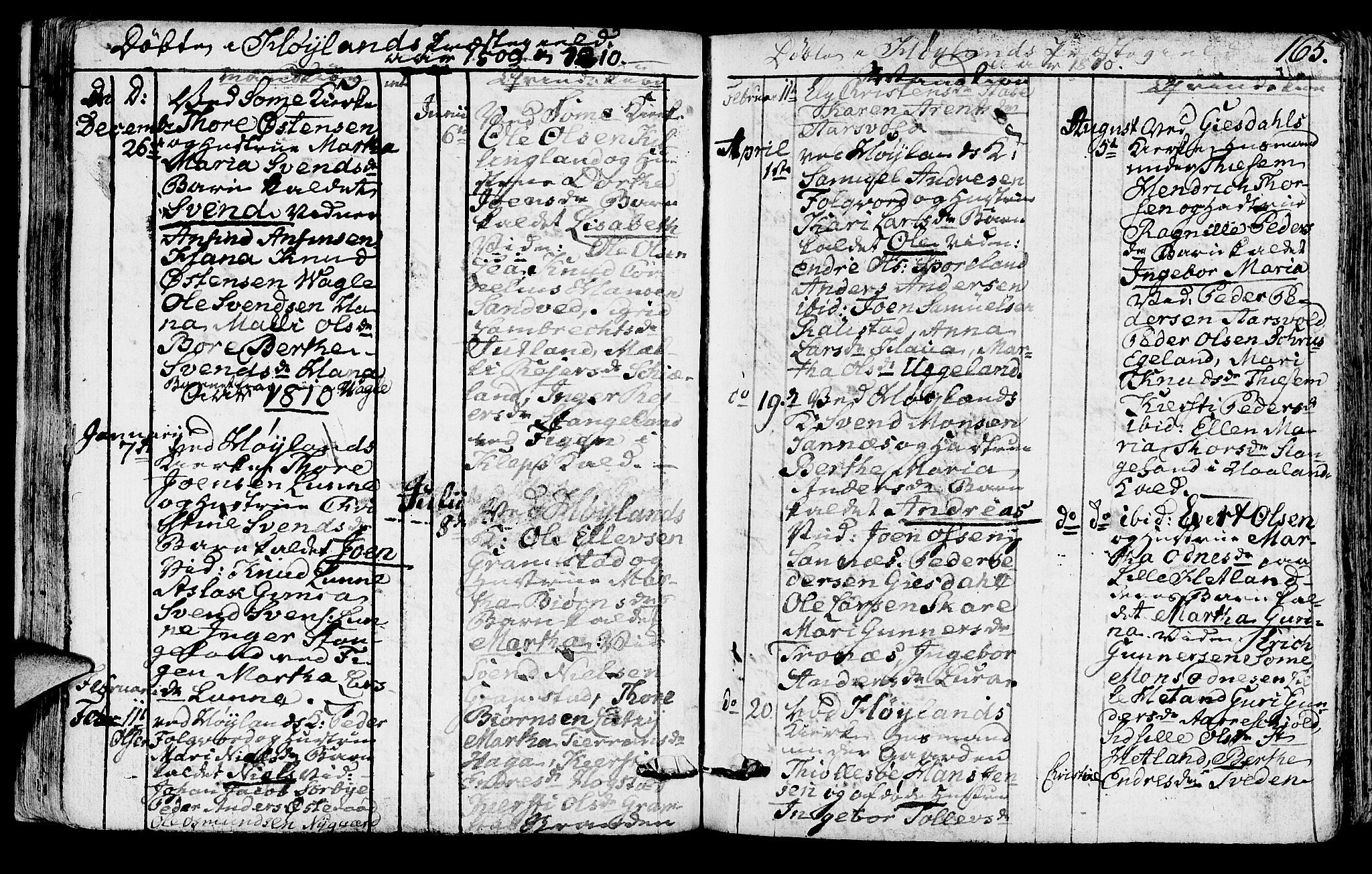 Høyland sokneprestkontor, SAST/A-101799/001/30BA/L0005: Parish register (official) no. A 5, 1804-1815, p. 165
