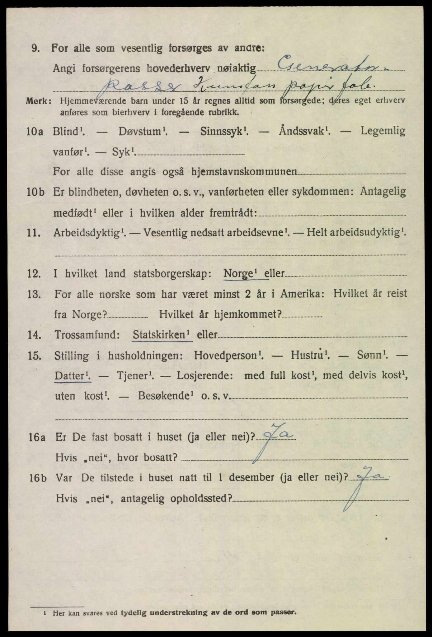 SAK, 1920 census for Vennesla, 1920, p. 5517