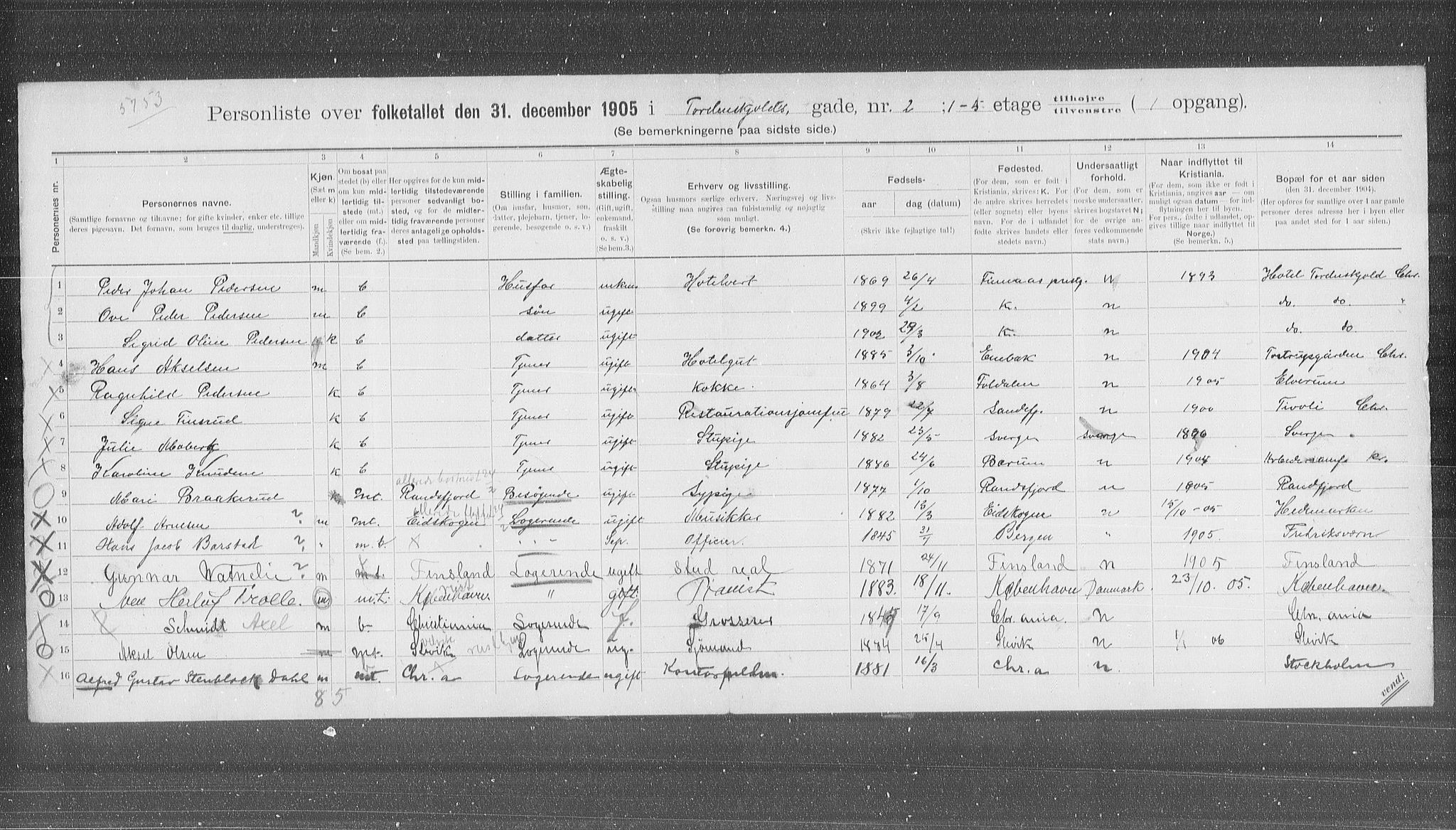 OBA, Municipal Census 1905 for Kristiania, 1905, p. 59659