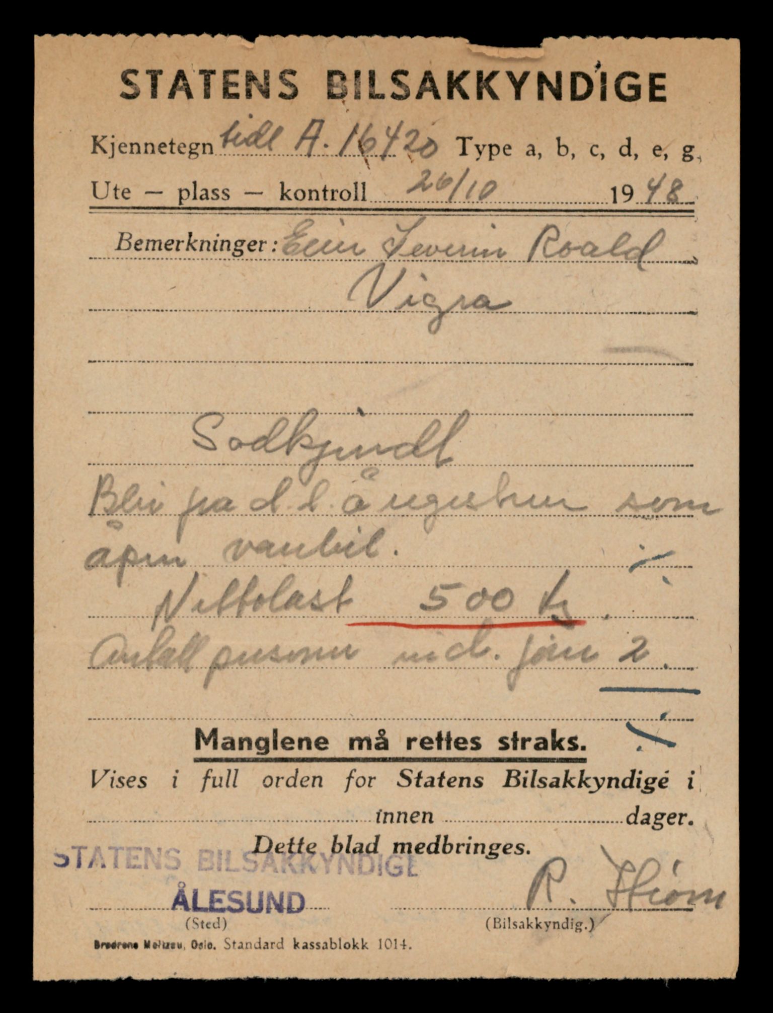 Møre og Romsdal vegkontor - Ålesund trafikkstasjon, SAT/A-4099/F/Fe/L0013: Registreringskort for kjøretøy T 1451 - T 1564, 1927-1998, p. 2797