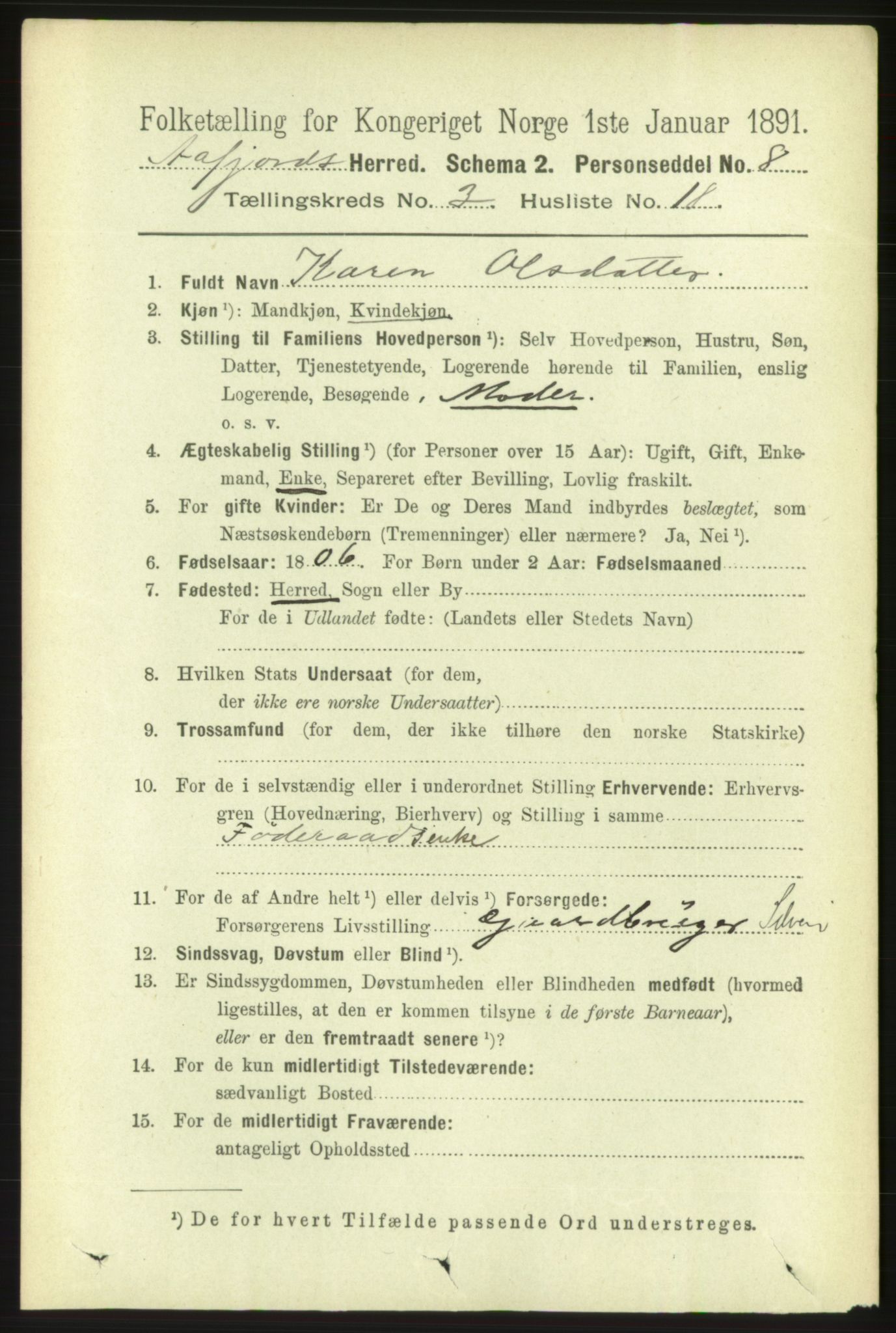 RA, 1891 census for 1630 Åfjord, 1891, p. 737