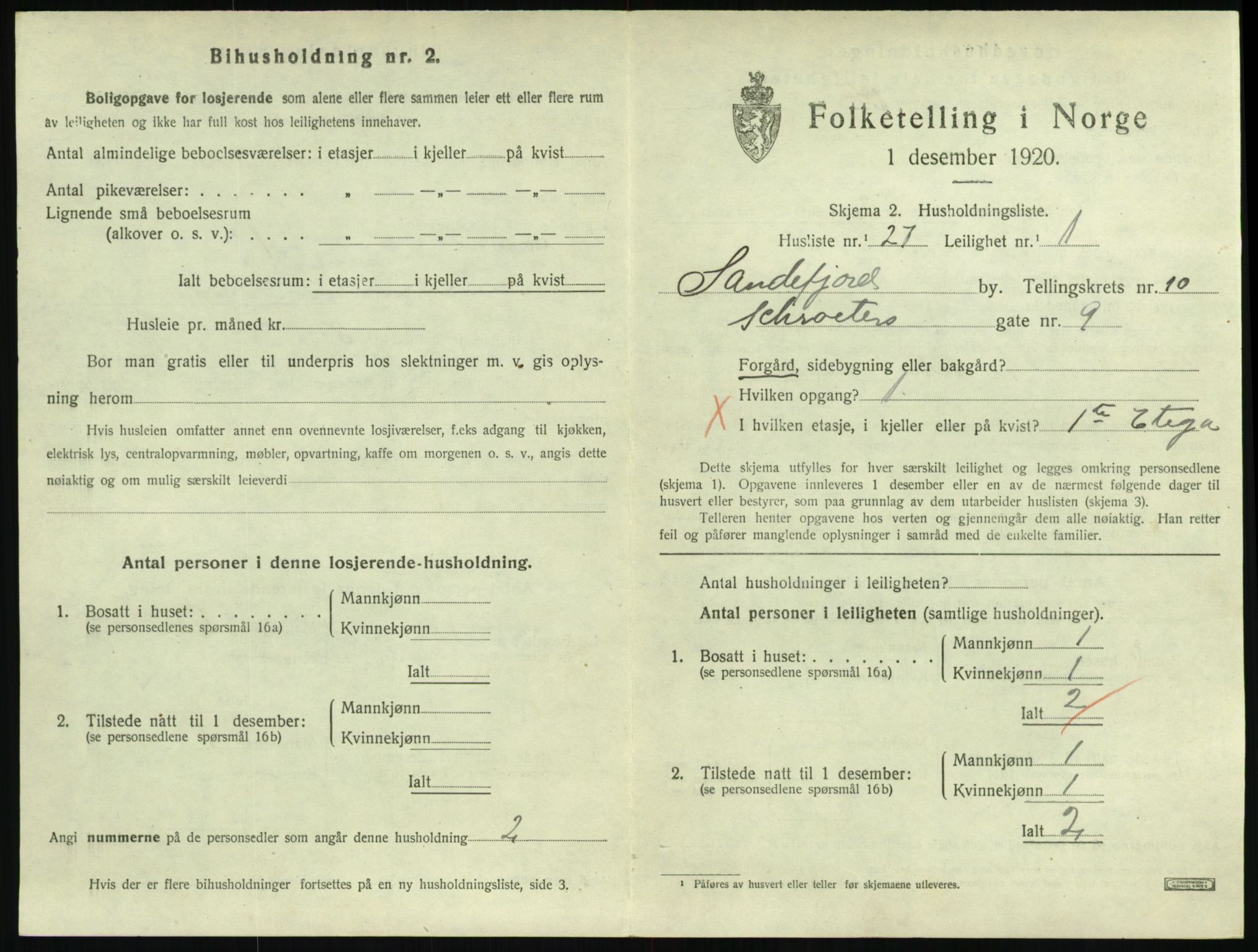 SAKO, 1920 census for Sandefjord, 1920, p. 3920