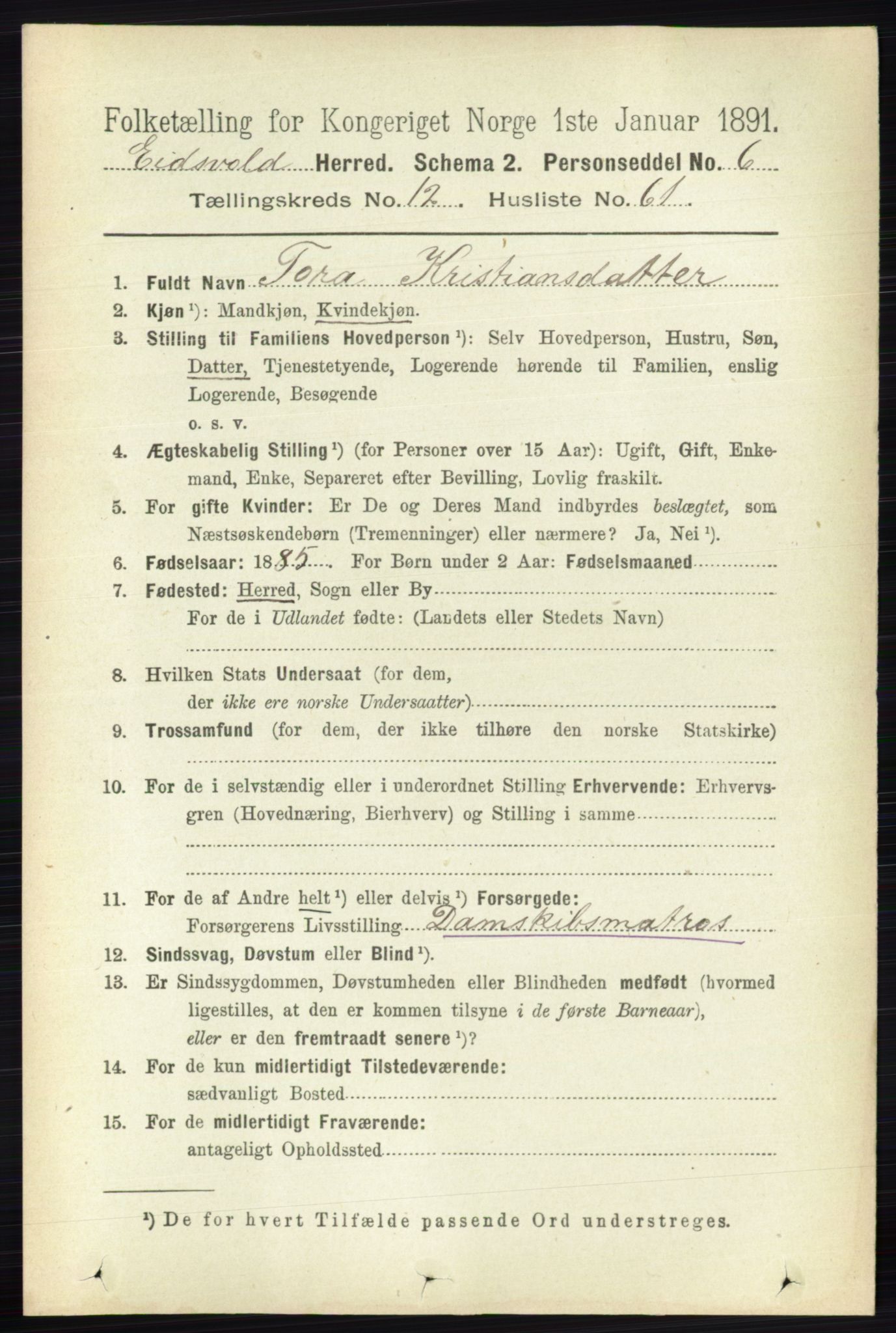 RA, 1891 census for 0237 Eidsvoll, 1891, p. 8834