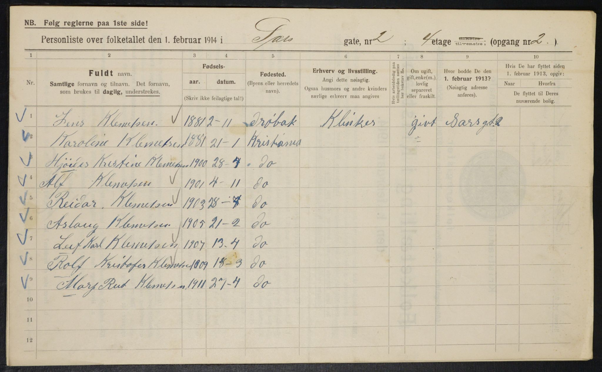 OBA, Municipal Census 1914 for Kristiania, 1914, p. 89071