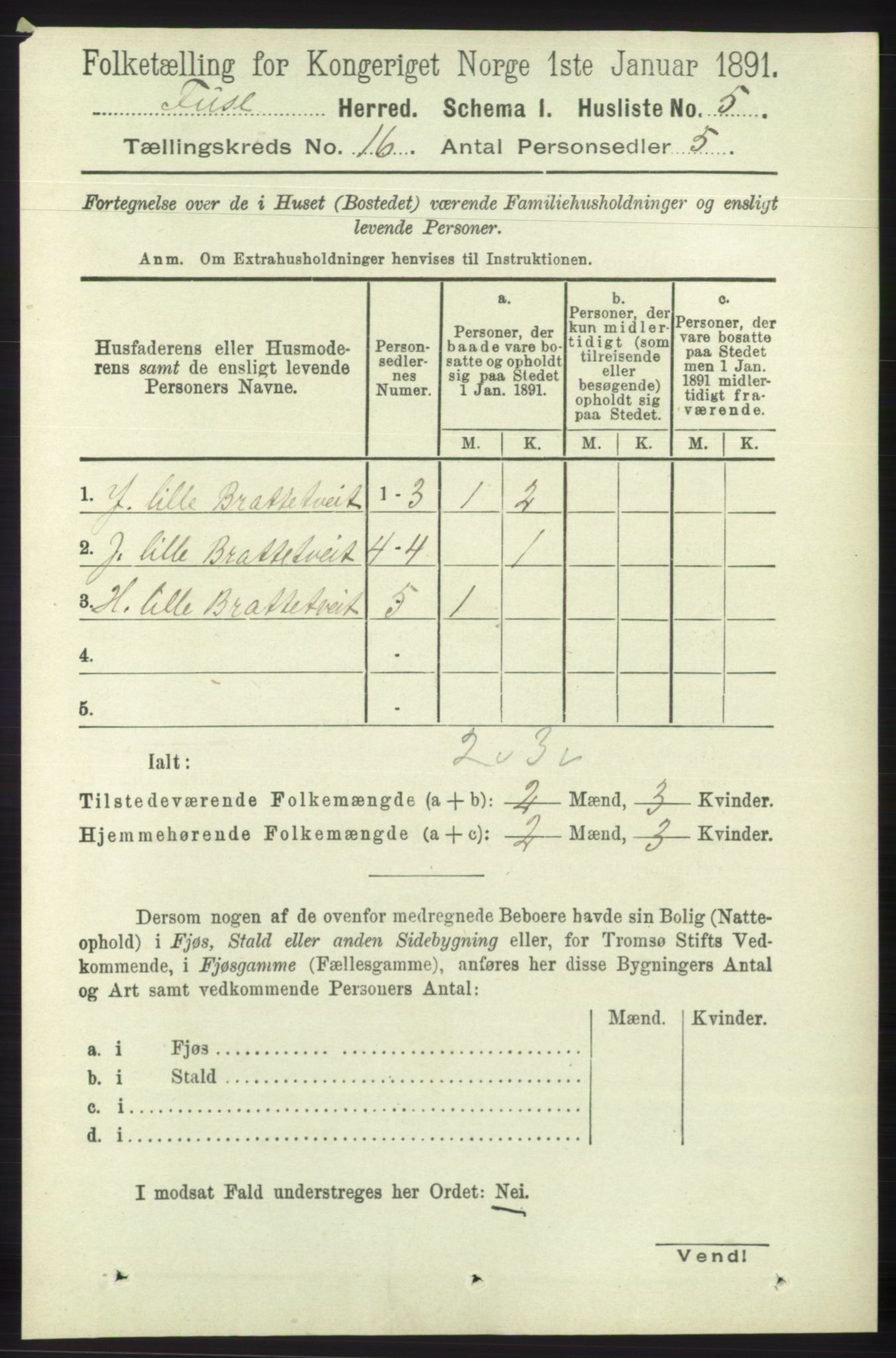 RA, 1891 census for 1241 Fusa, 1891, p. 3572