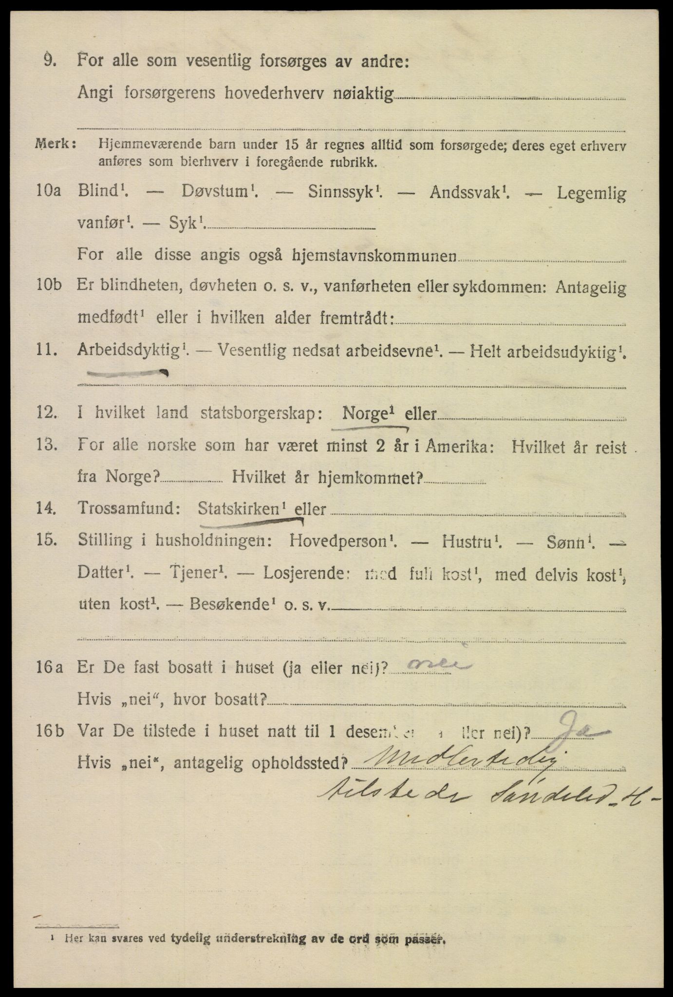 SAK, 1920 census for Søndeled, 1920, p. 2552