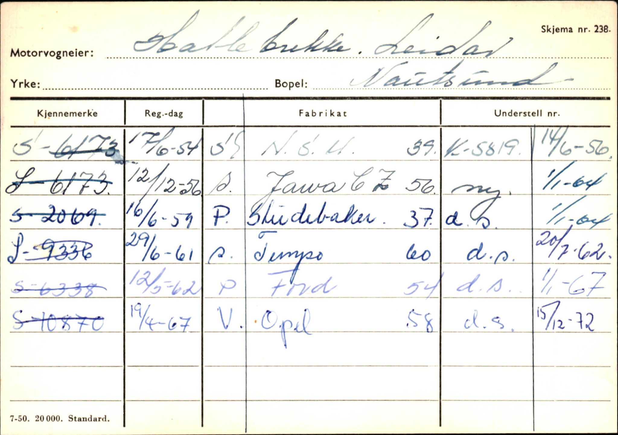 Statens vegvesen, Sogn og Fjordane vegkontor, AV/SAB-A-5301/4/F/L0125: Eigarregister Sogndal V-Å. Aurland A-Å. Fjaler A-N, 1945-1975, p. 1795