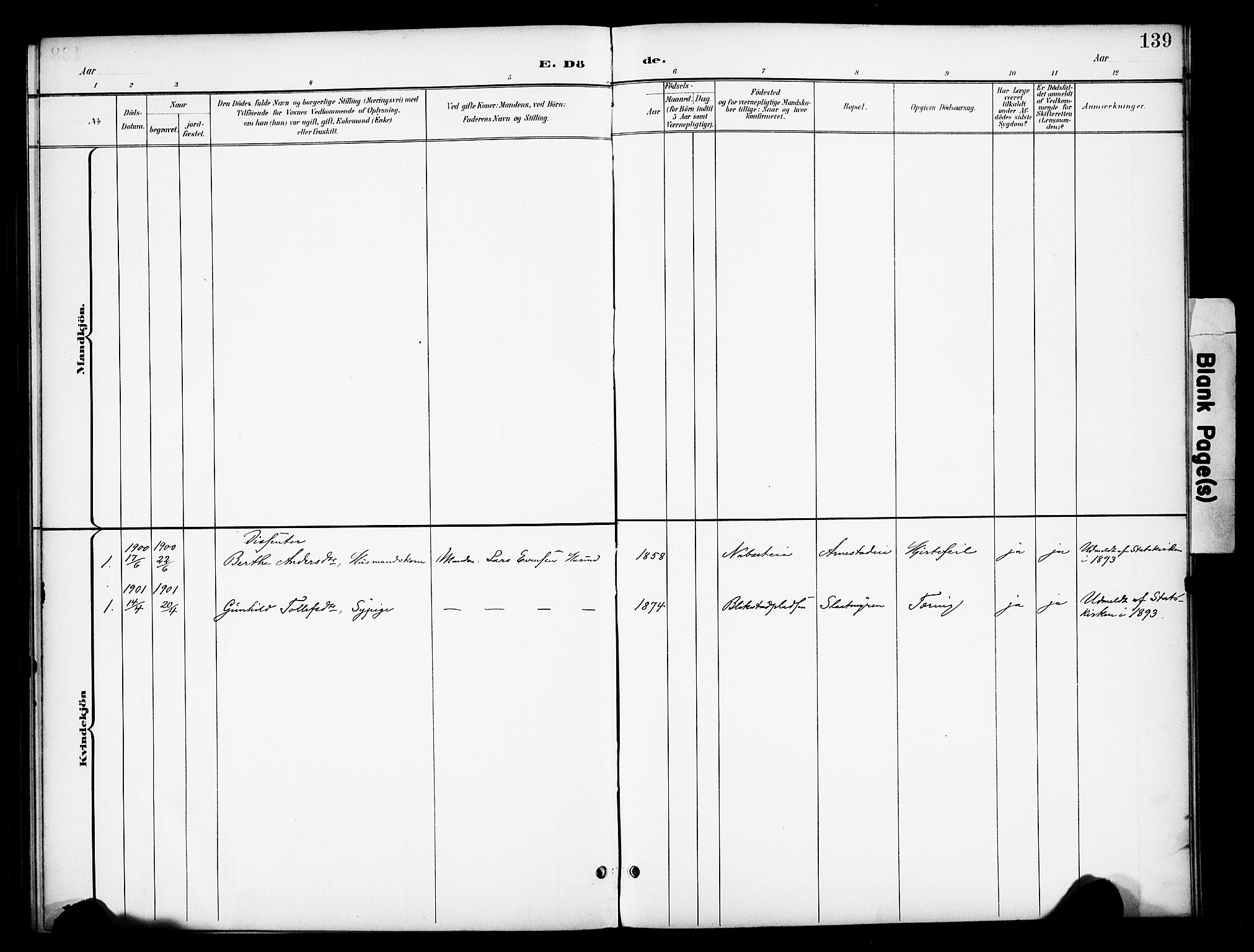 Åmot prestekontor, Hedmark, SAH/PREST-056/H/Ha/Haa/L0013: Parish register (official) no. 13, 1898-1906, p. 139
