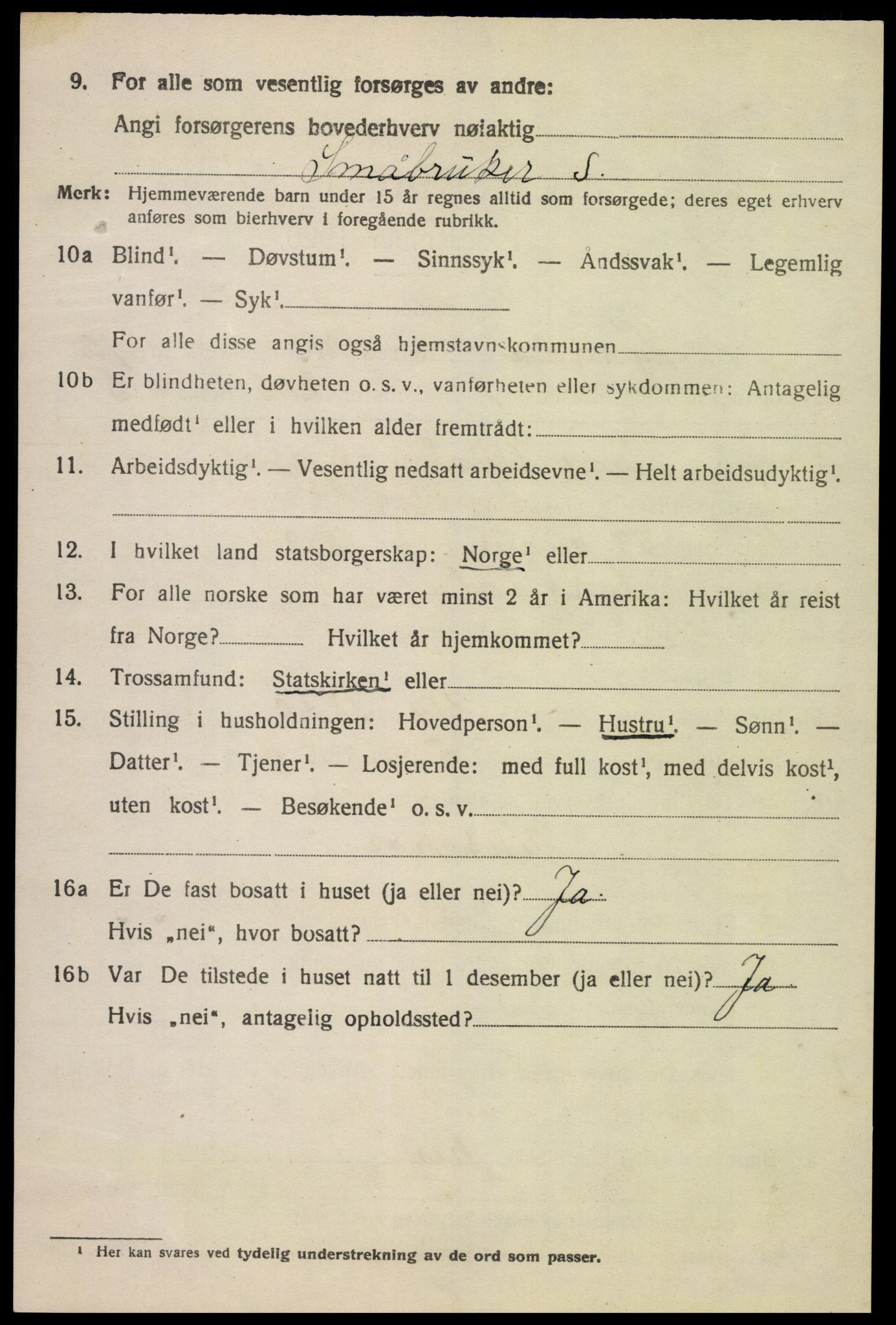 SAK, 1920 census for Lyngdal, 1920, p. 5492