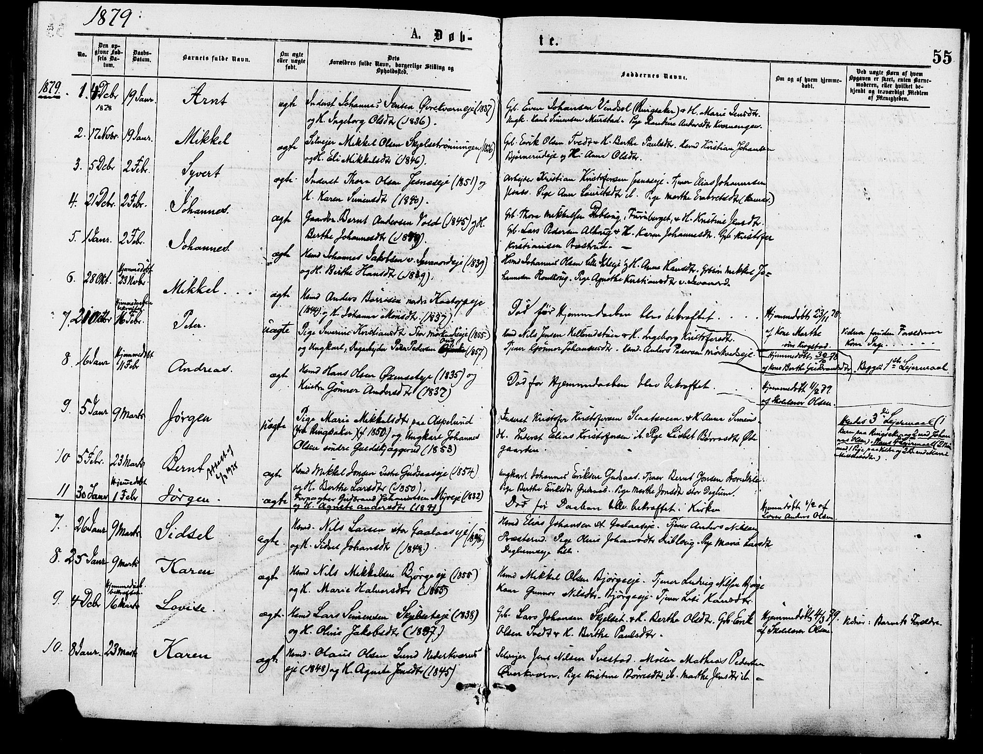 Vang prestekontor, Hedmark, SAH/PREST-008/H/Ha/Haa/L0013: Parish register (official) no. 13, 1855-1879, p. 55