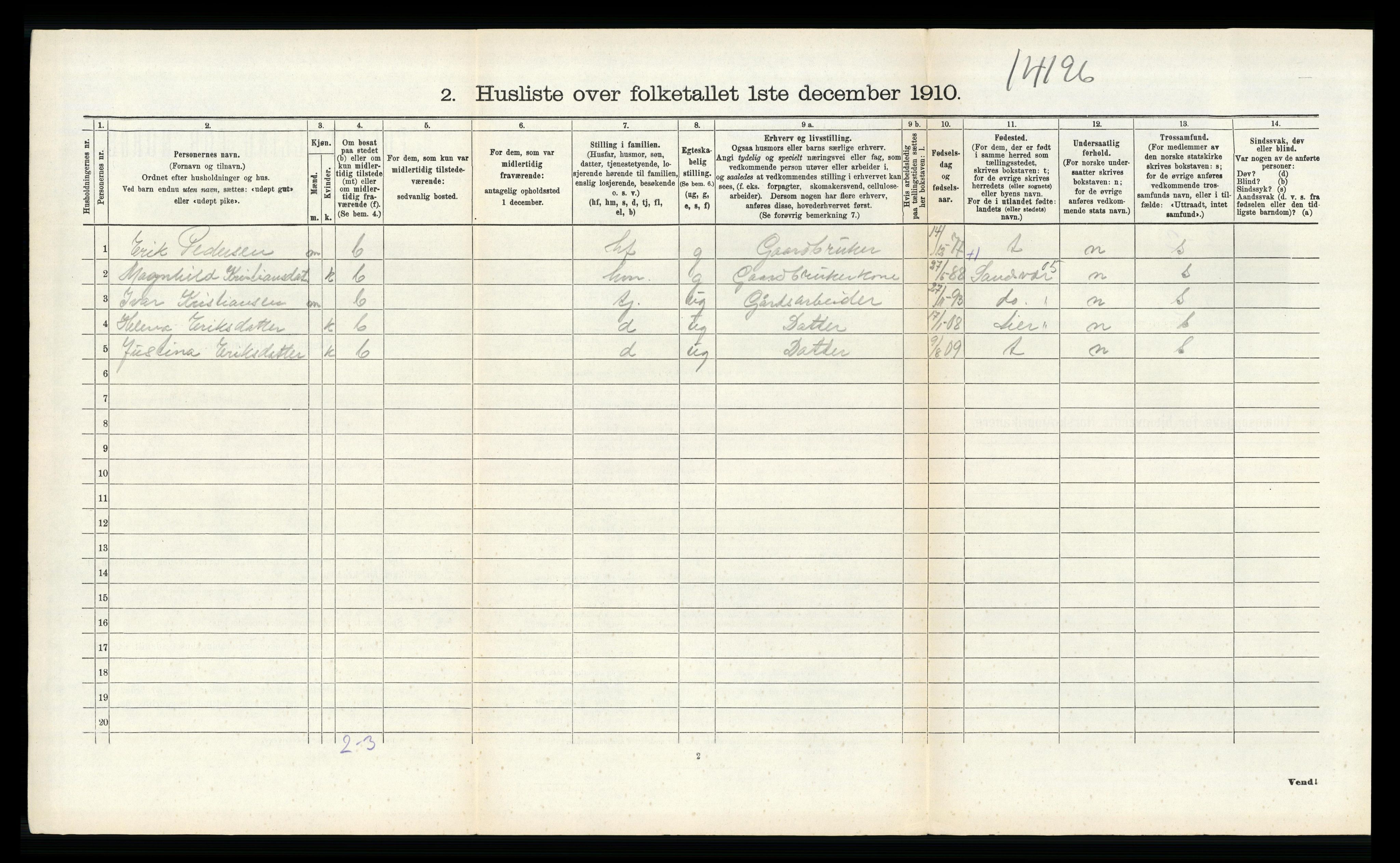 RA, 1910 census for Time, 1910, p. 764