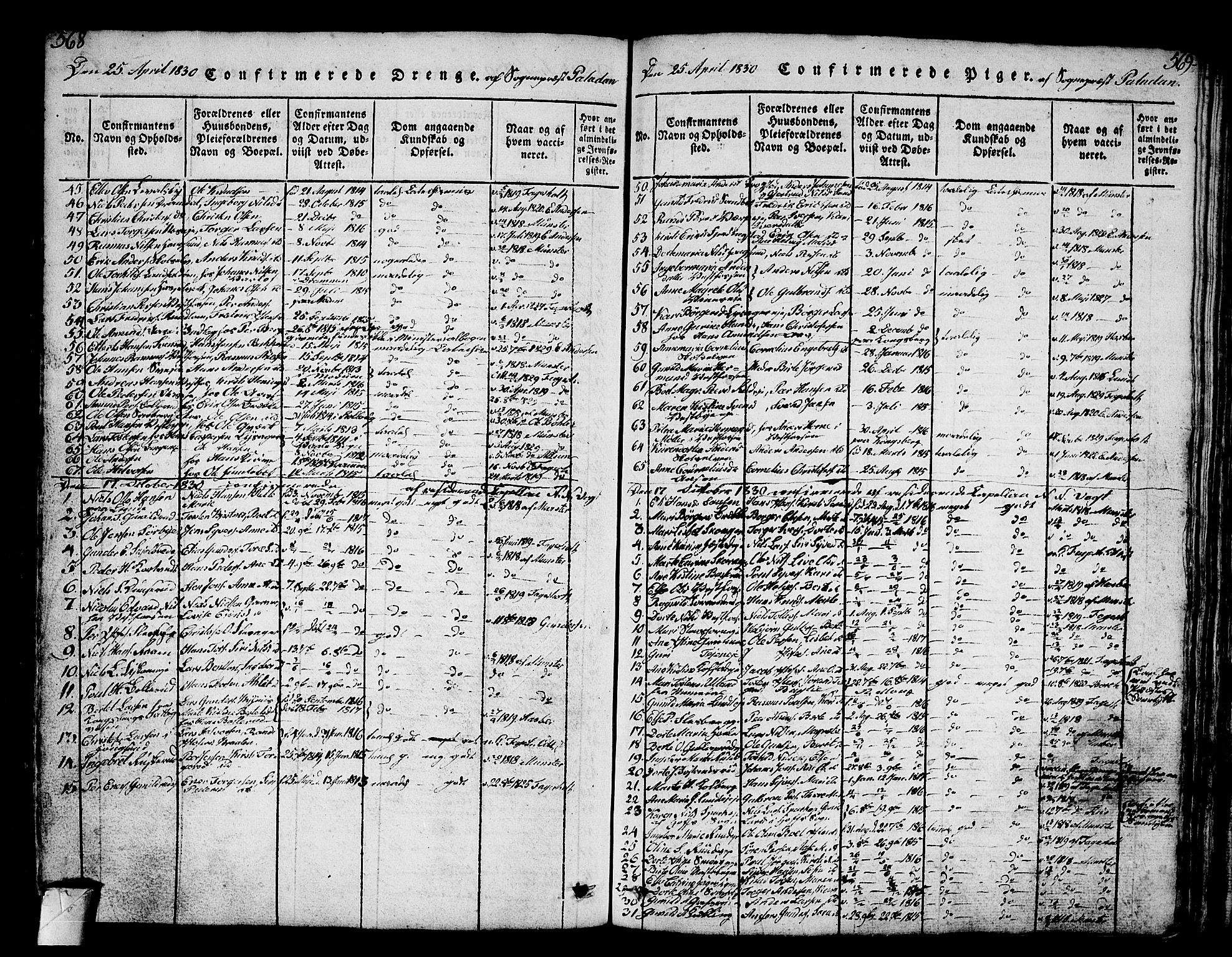 Eiker kirkebøker, AV/SAKO-A-4/G/Ga/L0001: Parish register (copy) no. I 1, 1814-1832, p. 568-569