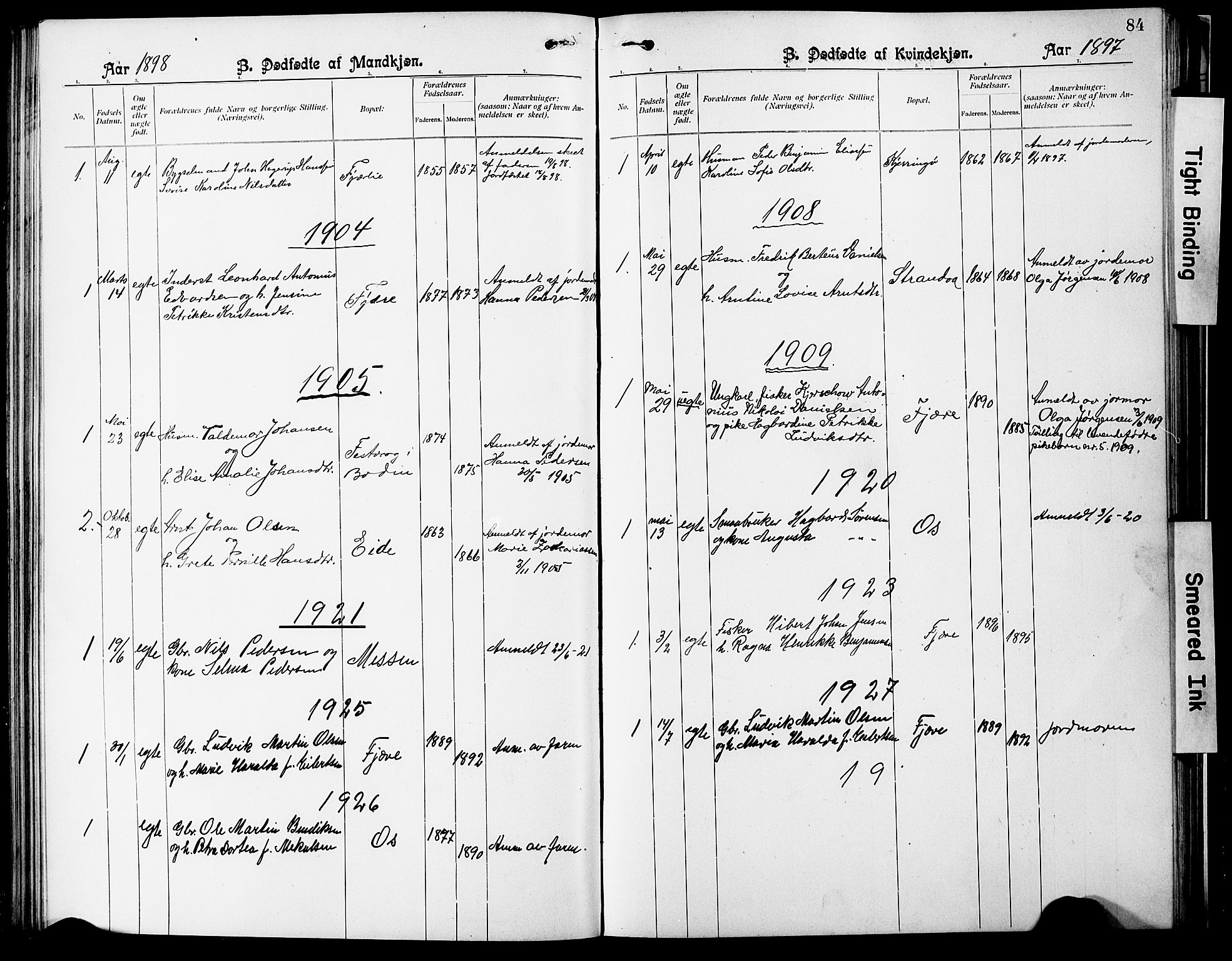 Ministerialprotokoller, klokkerbøker og fødselsregistre - Nordland, SAT/A-1459/803/L0077: Parish register (copy) no. 803C04, 1897-1930, p. 84