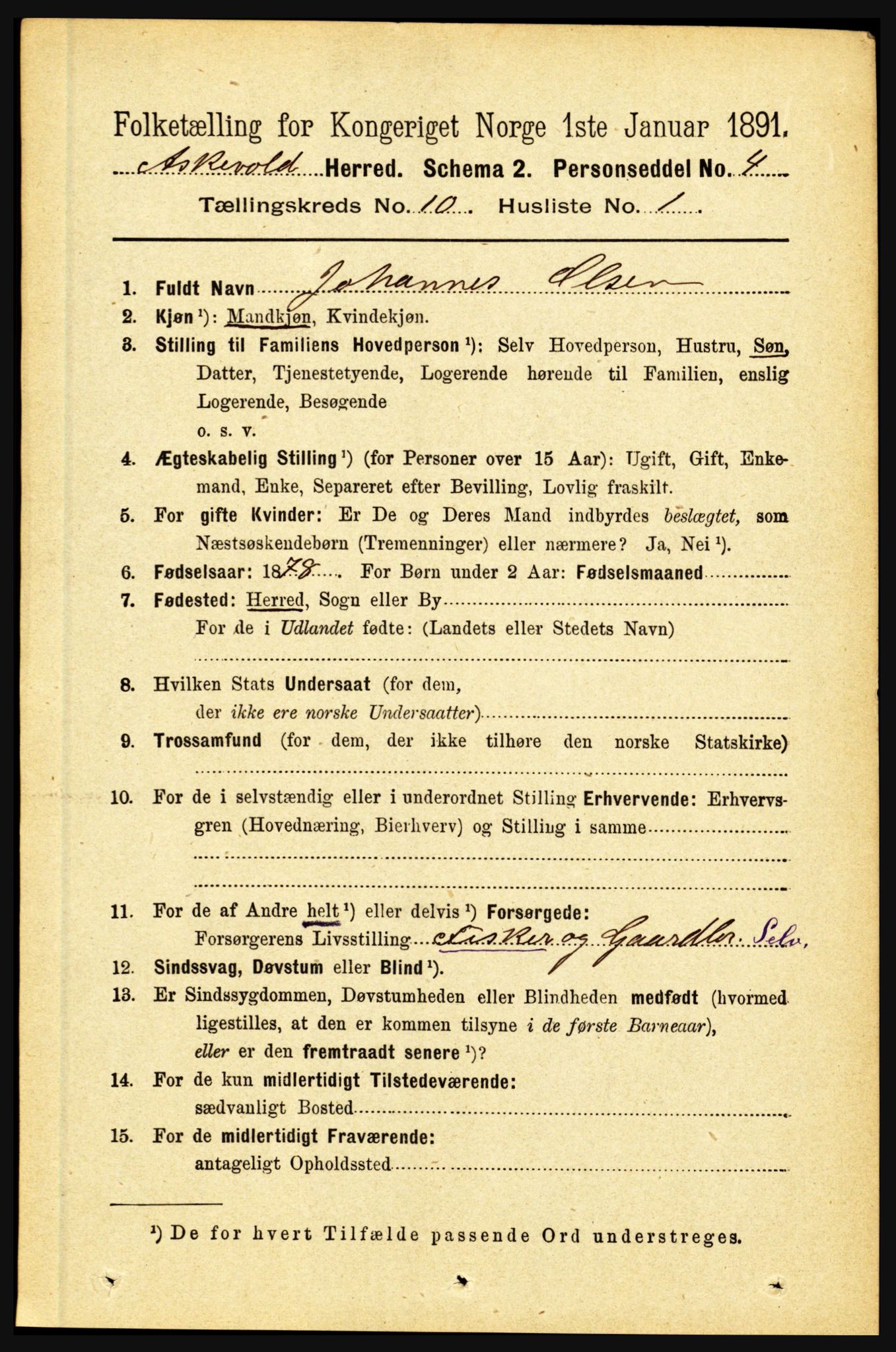 RA, 1891 census for 1428 Askvoll, 1891, p. 2983